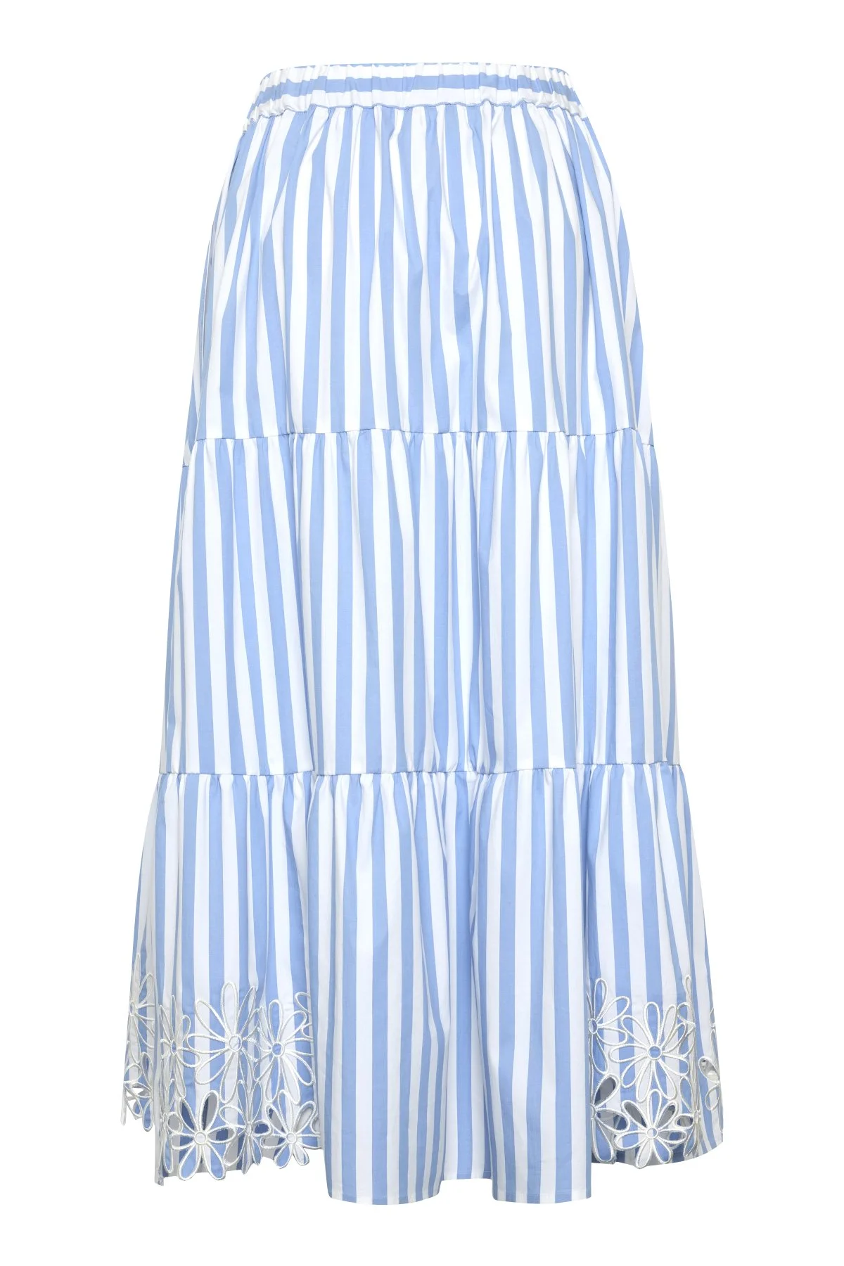 Nakış İşlemeli Poplin Etek Mavi - Beyaz - 7