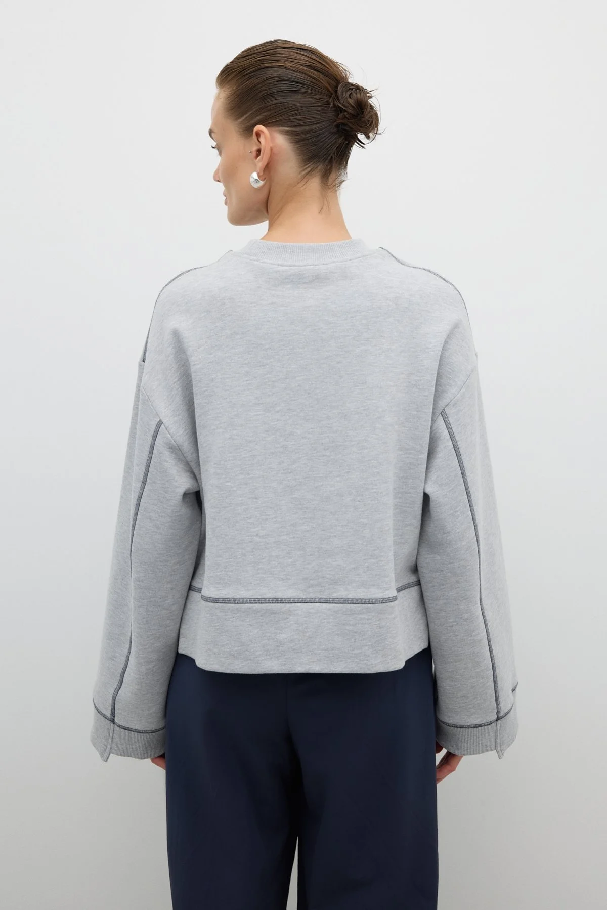 Nakışlı Sweatshirt Gri - 2