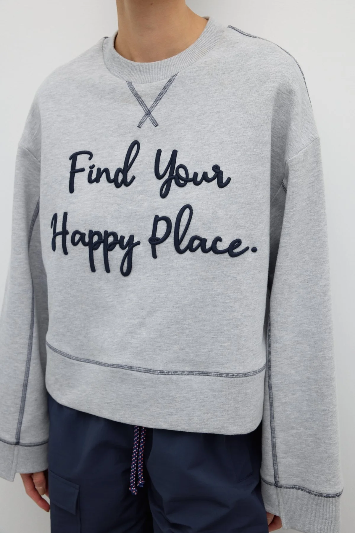 Nakışlı Sweatshirt Gri - 4