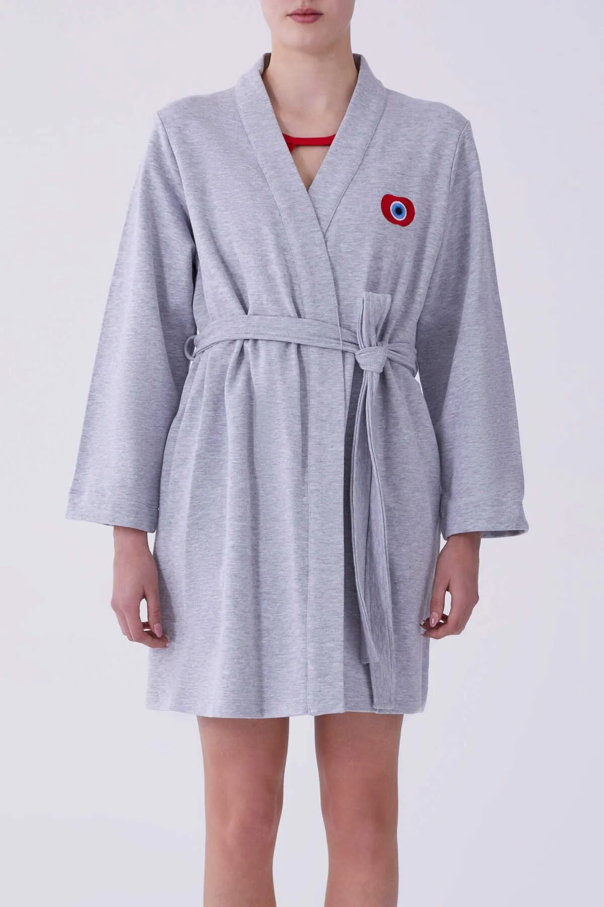 Nazar Boncuklu Kimono Gri - 1