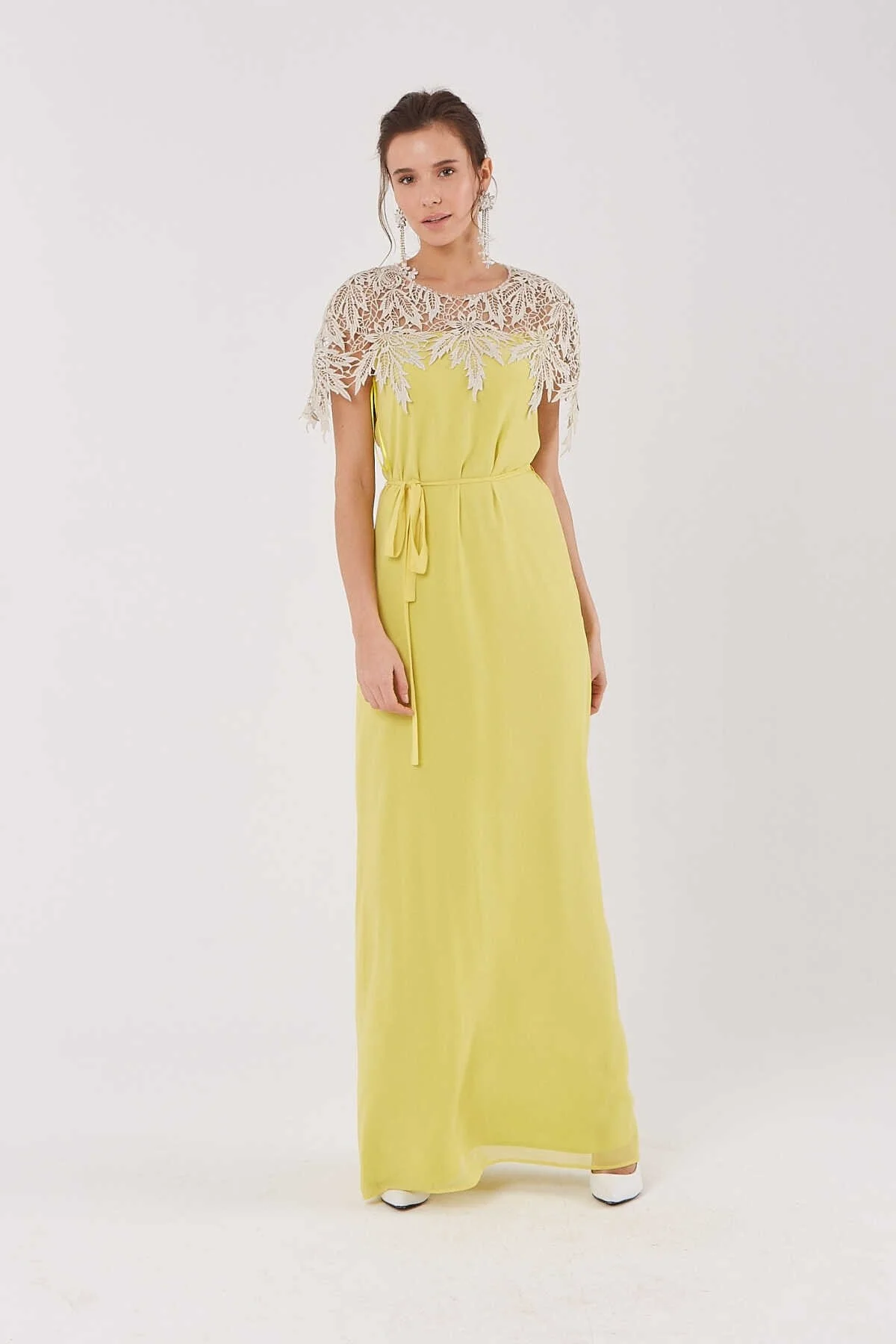 Omuz Detaylı Uzun Nişan Elbisesi Standart Renk - 1