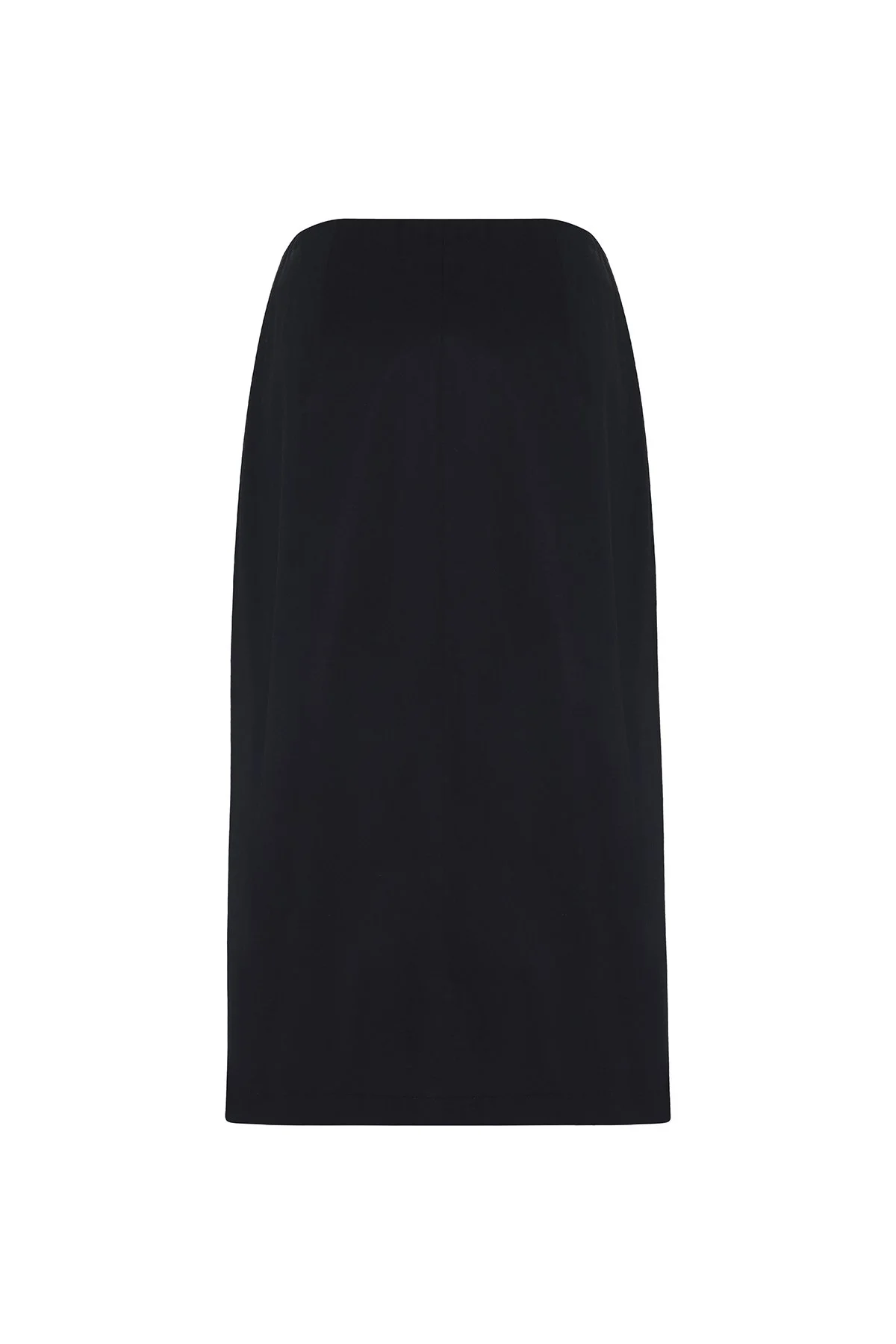 Önden Fermuarlı Çift Cepli Beli Lastikli Midi Etek Lacivert - 5