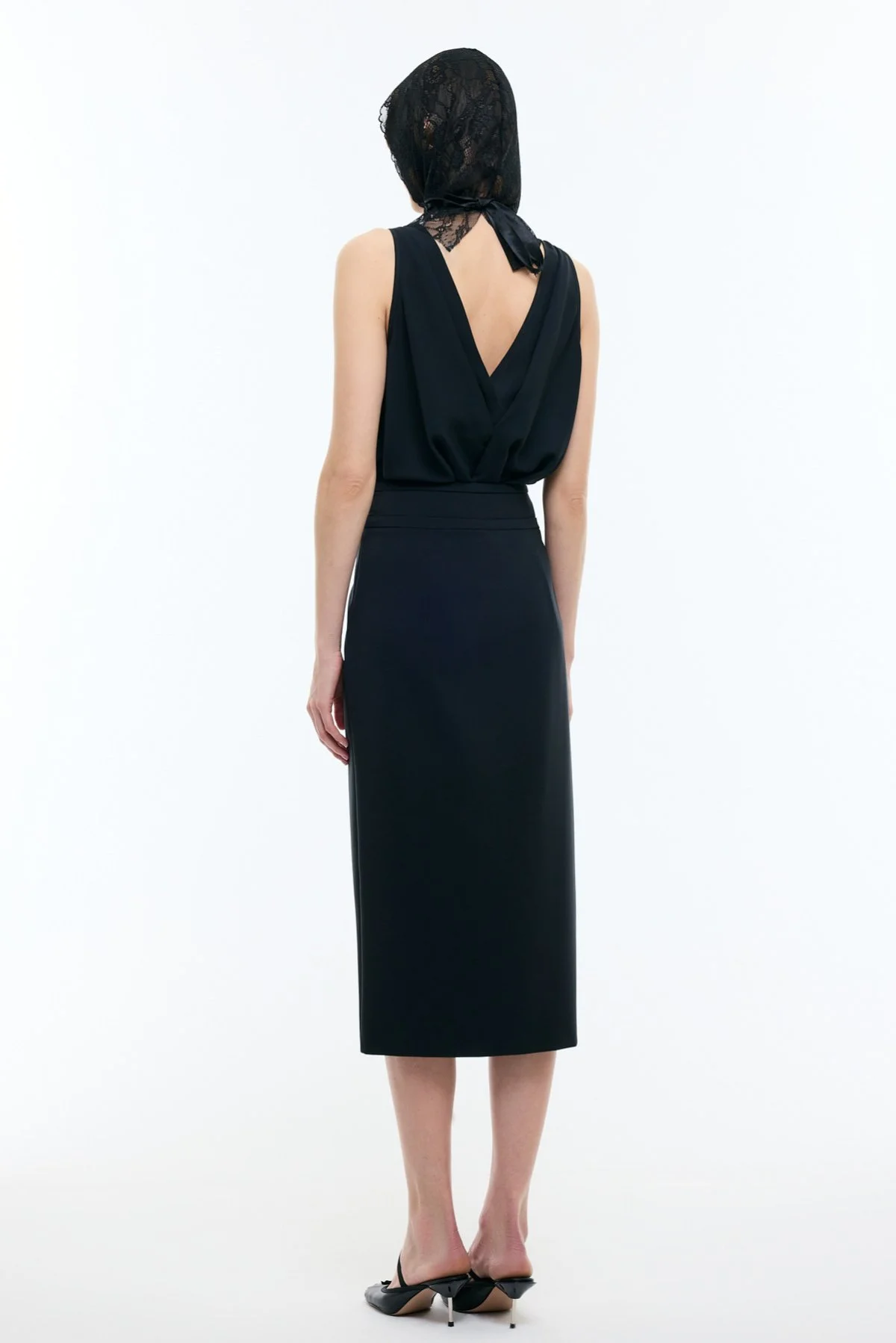 Önden Yırtmaçlı Kalem Etek Siyah - 2