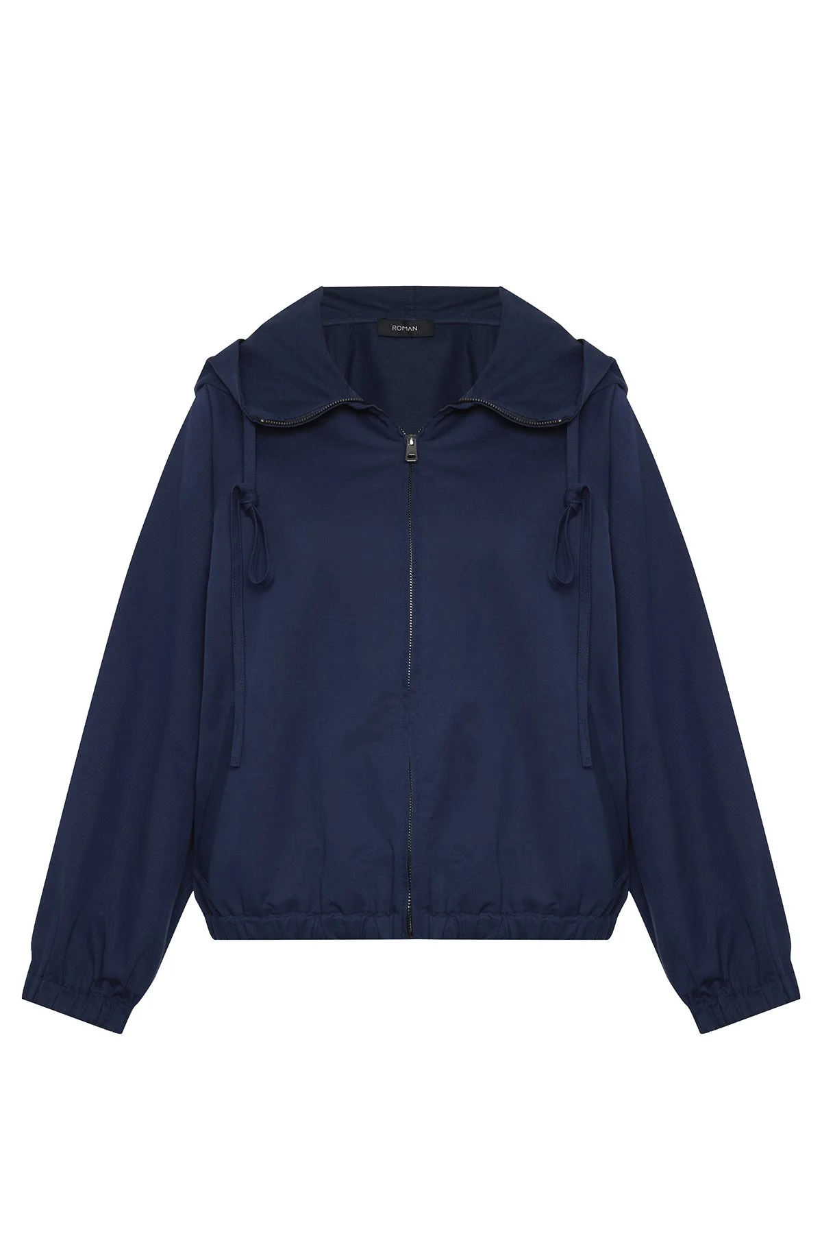 Önü Fermuarlarlı Kapüşonlu Mont Lacivert - 5