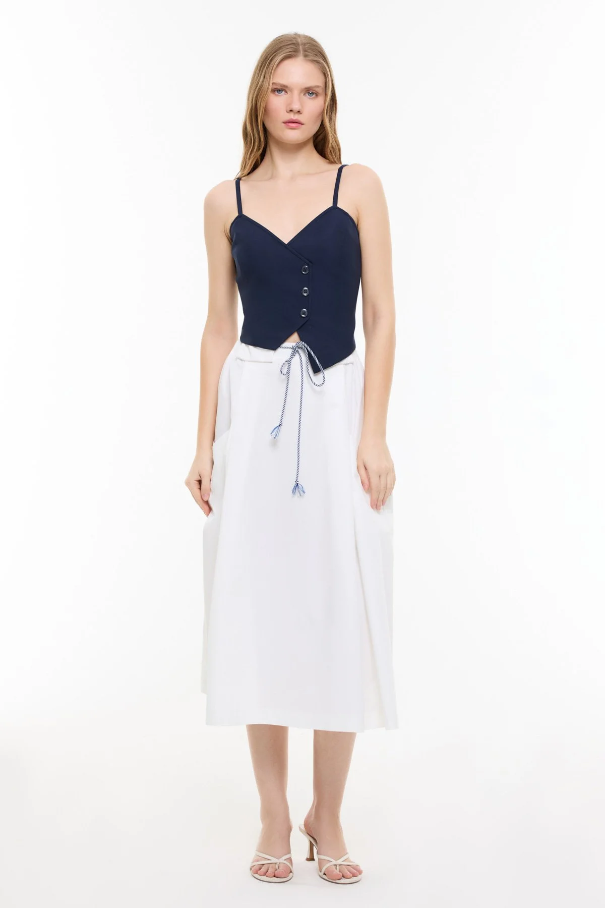 Organik Pamuk Midi Boy Etek Beyaz - 1