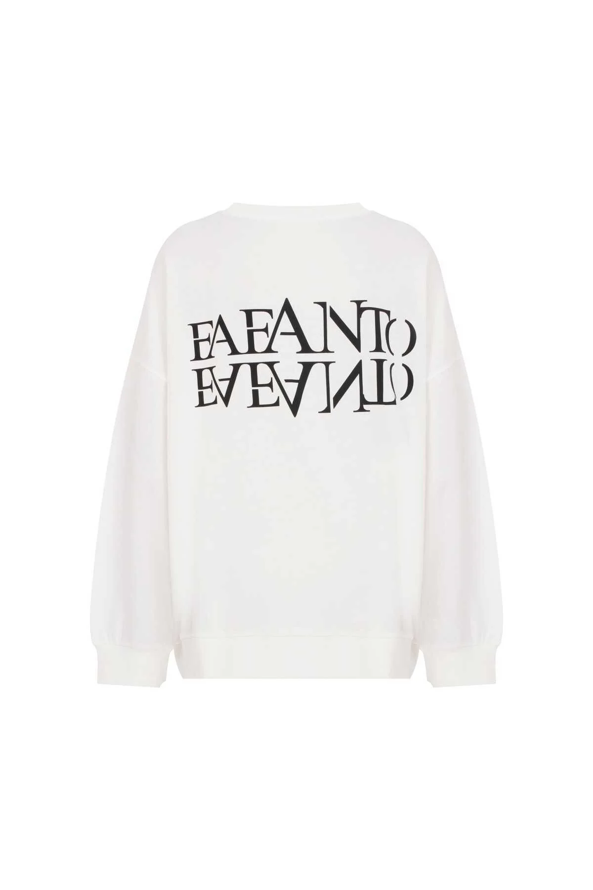  Oversize Fafanto Yazı Baskılı Sweatshirt Ekru - 5