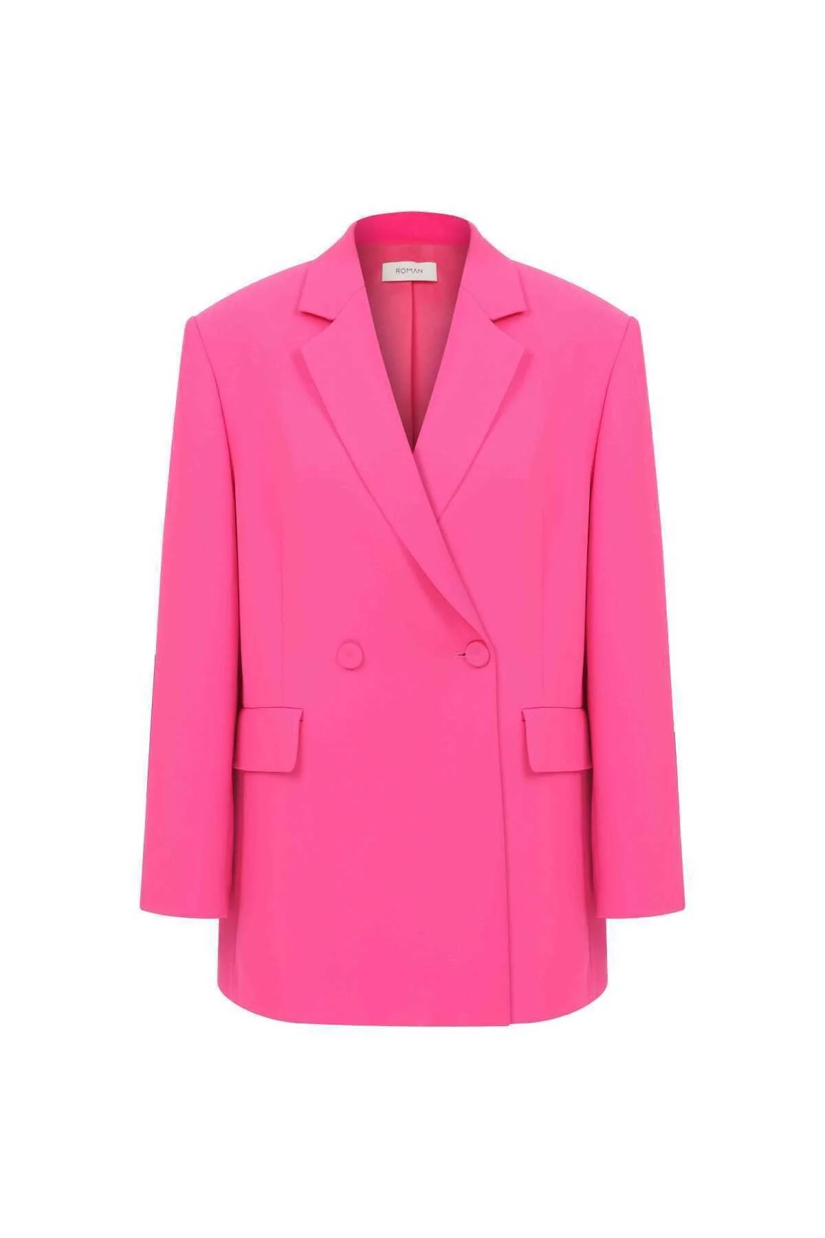  Oversize Krep Kadın Ceket Fuşya - 4