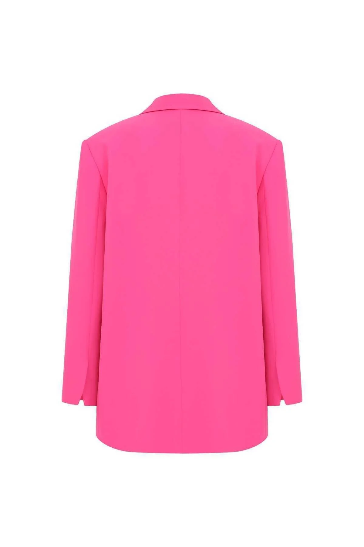  Oversize Krep Kadın Ceket Fuşya - 5