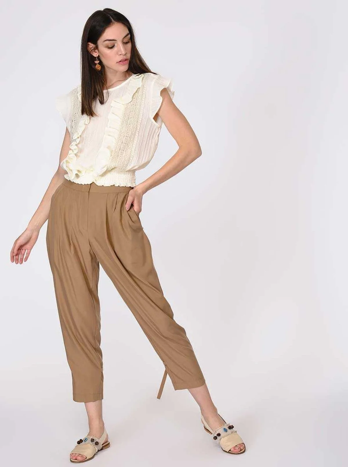 Paça Detaylı Pantolon Fındık - 3