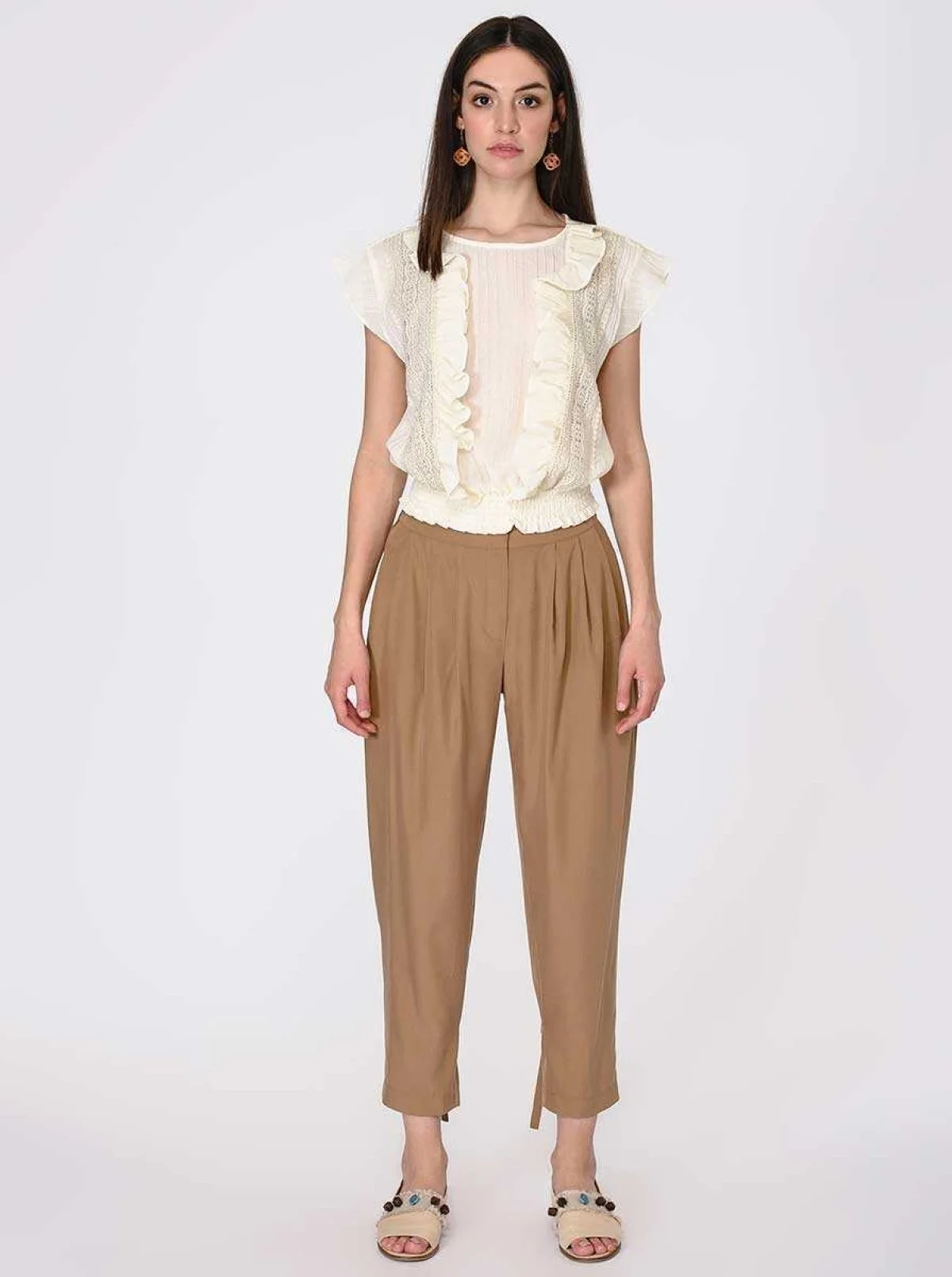 Paça Detaylı Pantolon Fındık - 1