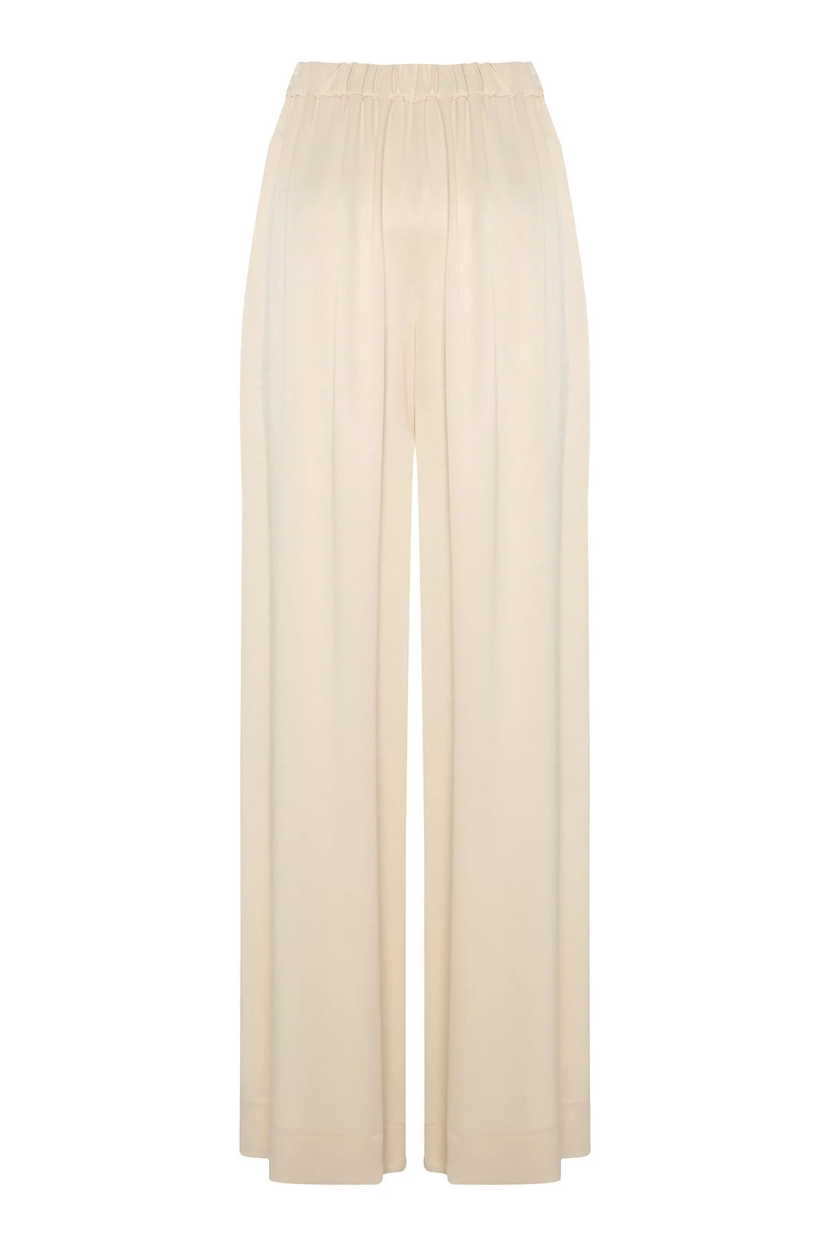 Palazzo Saten Pantolon Krem - 5