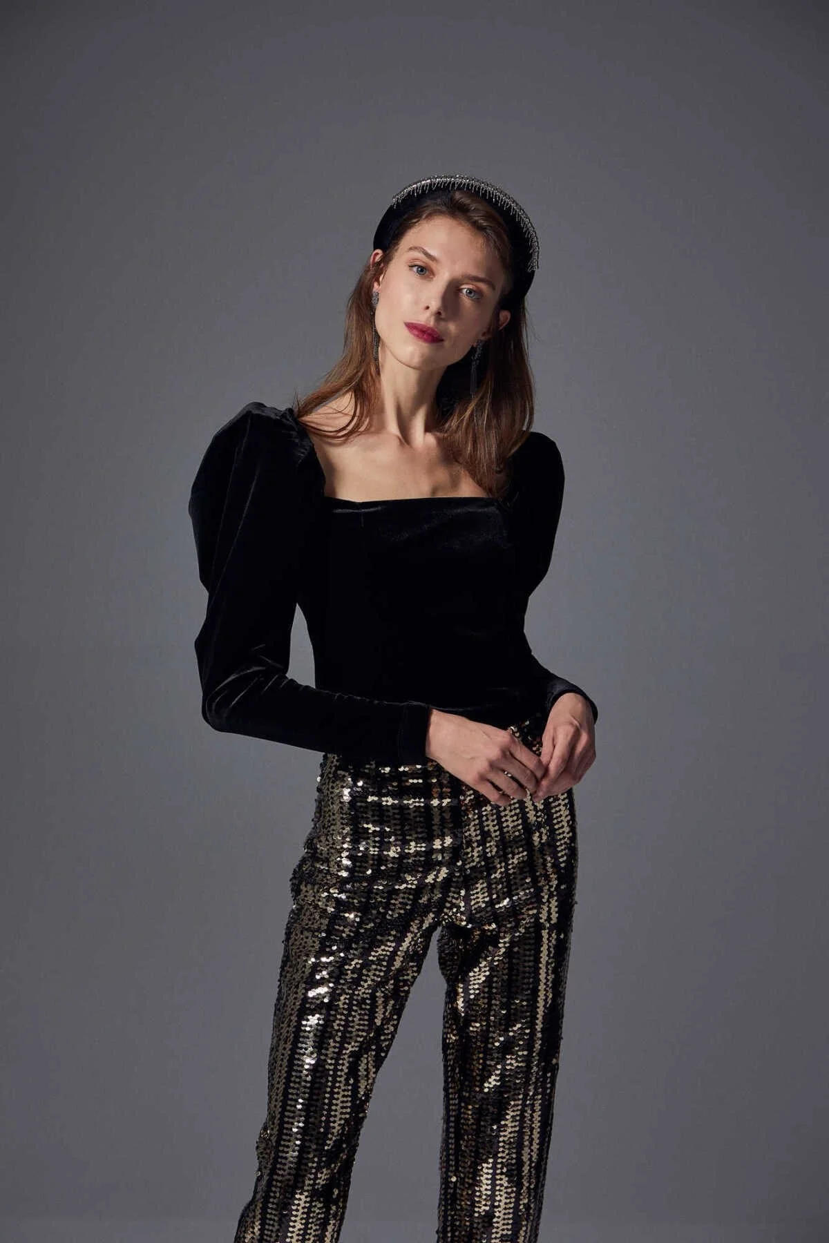  Payetli Kısa Paça Gold Kadın Pantolon Standart Renk - 3