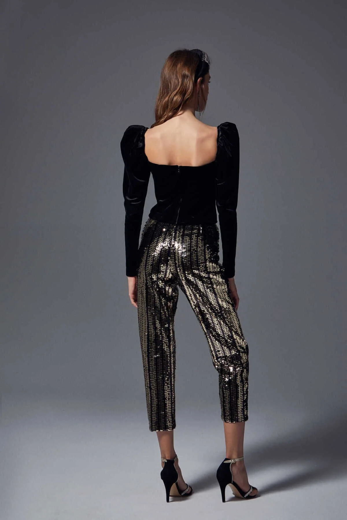  Payetli Kısa Paça Gold Kadın Pantolon Standart Renk - 2