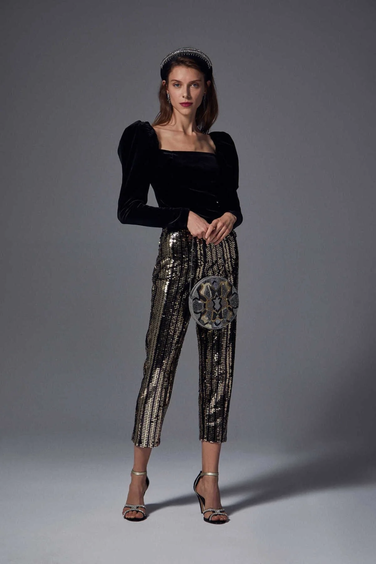  Payetli Kısa Paça Gold Kadın Pantolon Standart Renk - 1