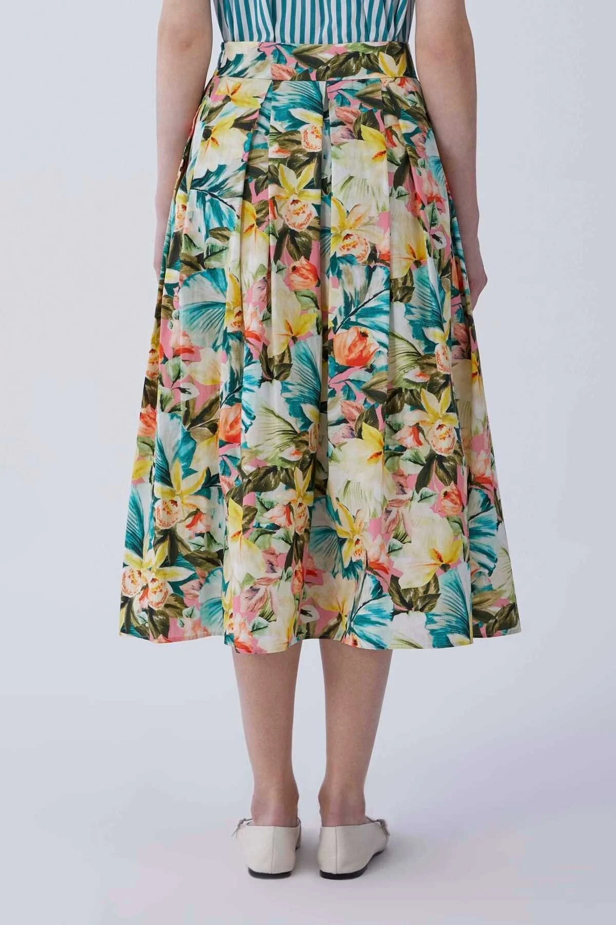 Pileli Empirme Desen Midi Etek Standart Renk - 2