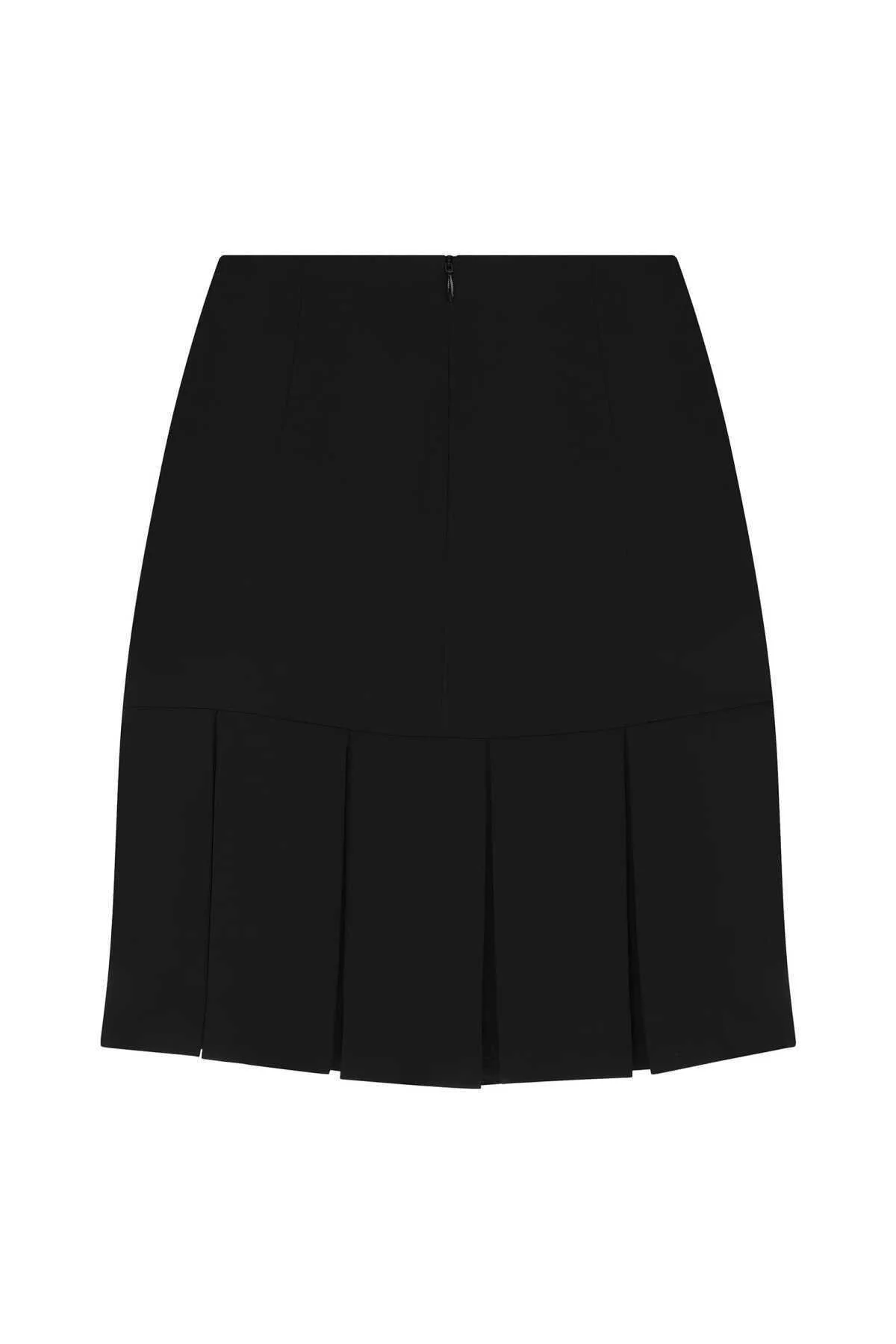 Pileli Mini Etek Siyah - 5