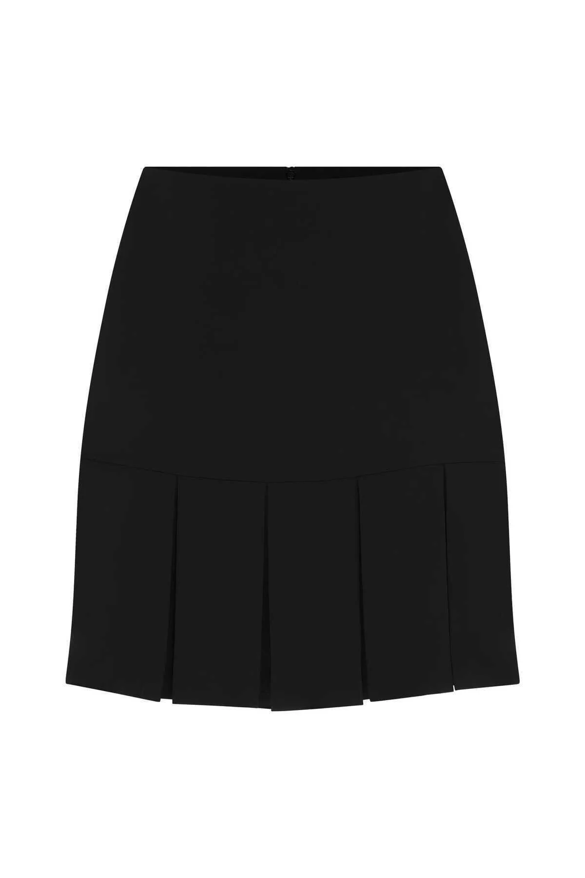 Pileli Mini Etek Siyah - 4