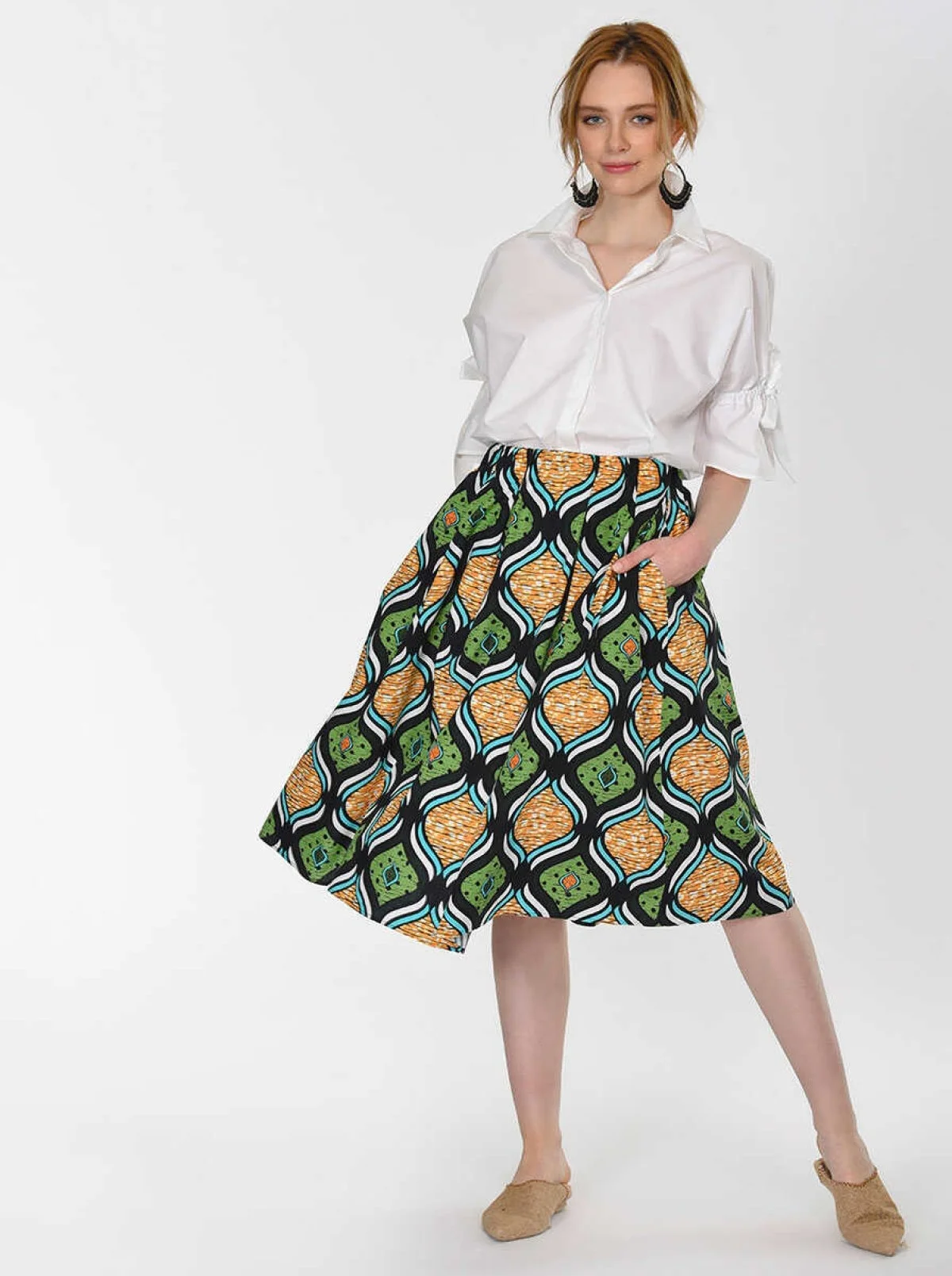 Pileli Ve Desenli Renkli Etek Standart Renk - 3