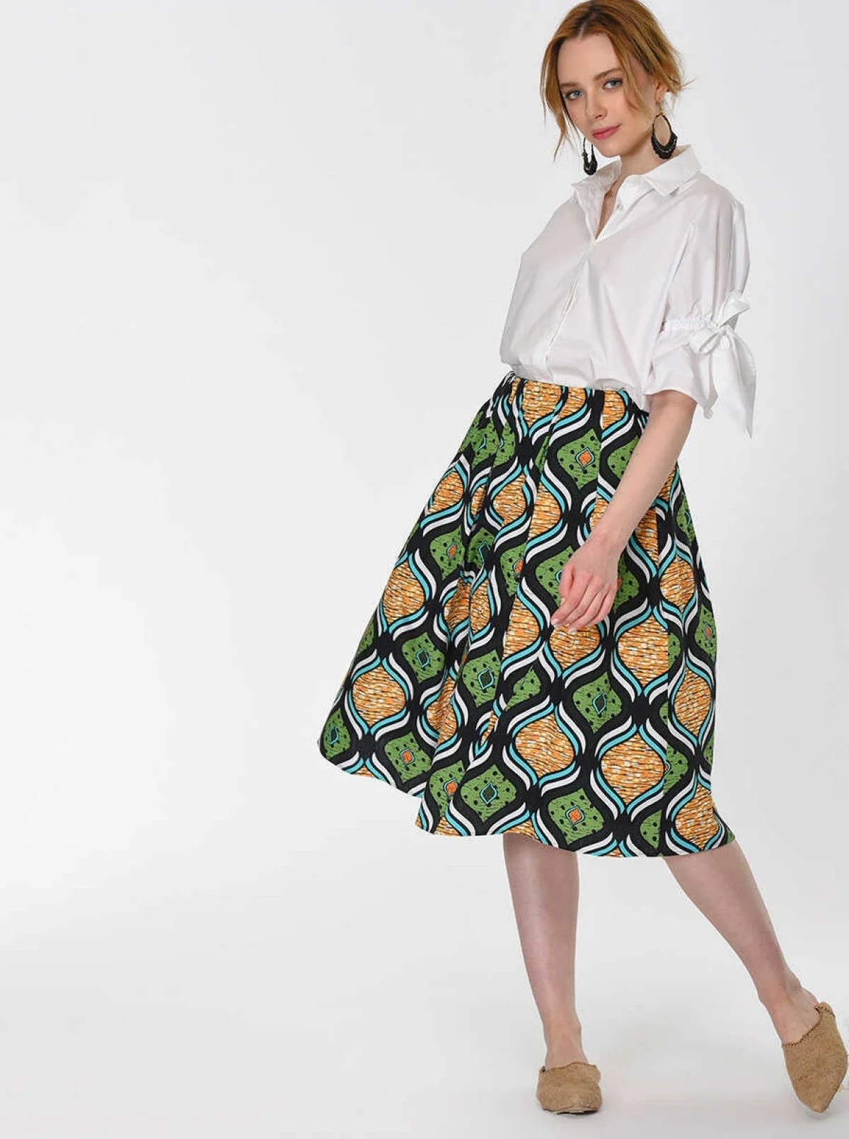 Pileli Ve Desenli Renkli Etek Standart Renk - 4