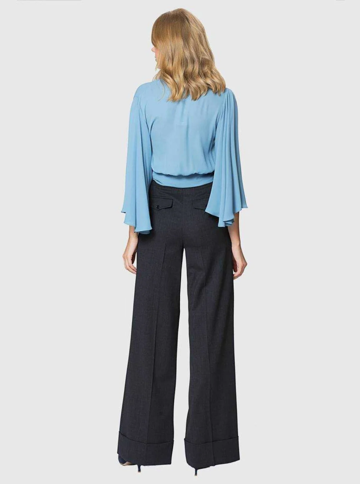  Piliseli Bol Paça Kadın Pantolon Antrasit - 2