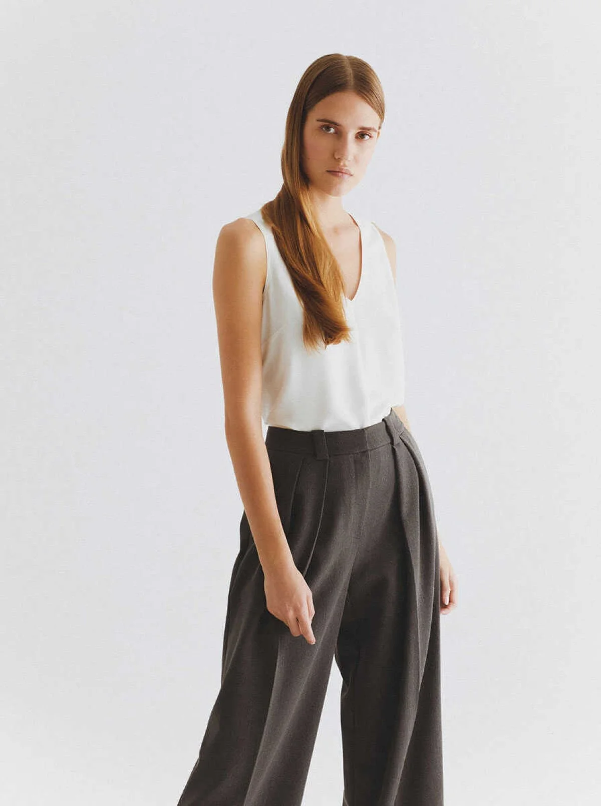  Piliseli Geniş Pantolon Gri - 3