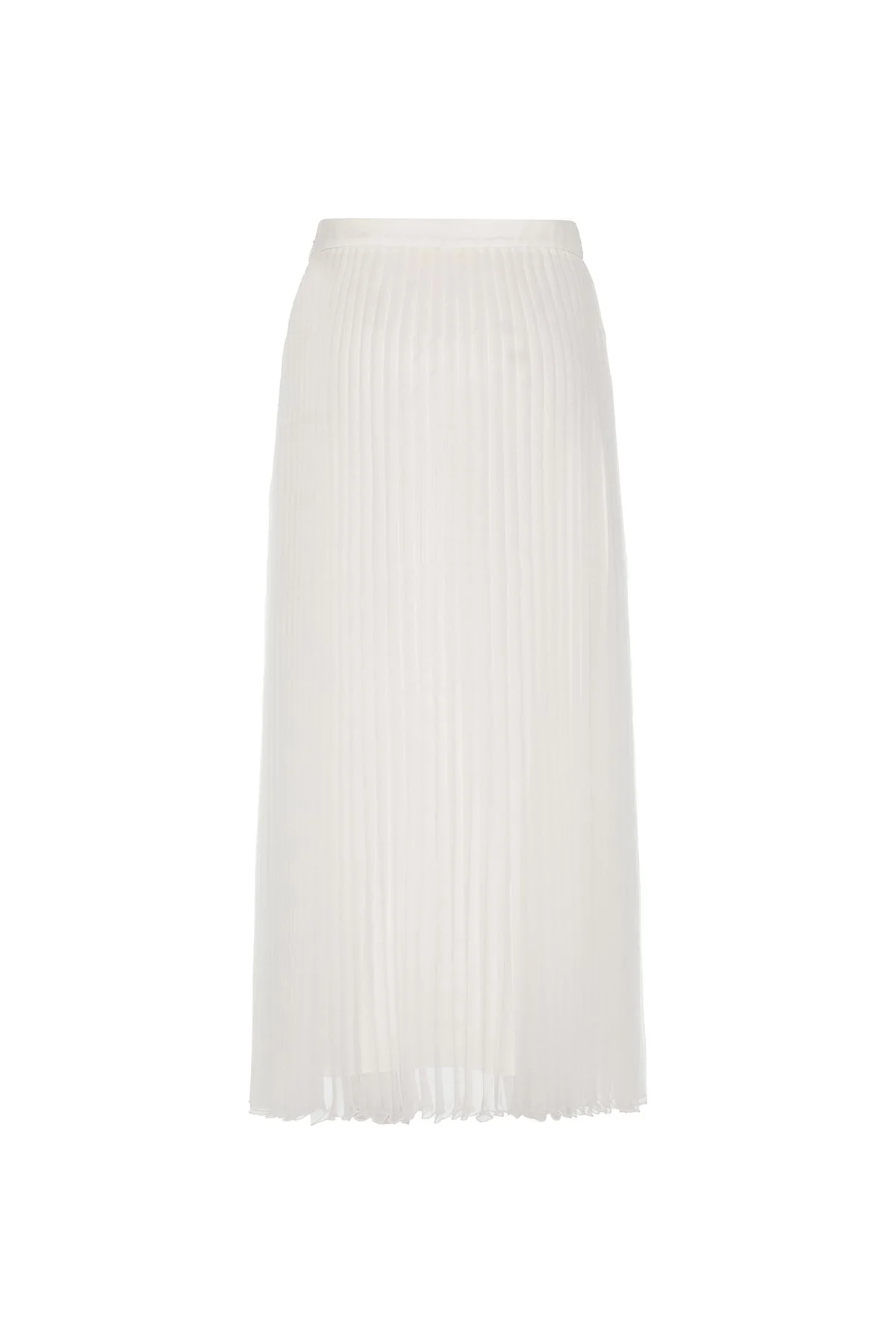 Piliseli Midi Boy Organze Etek Beyaz - 5