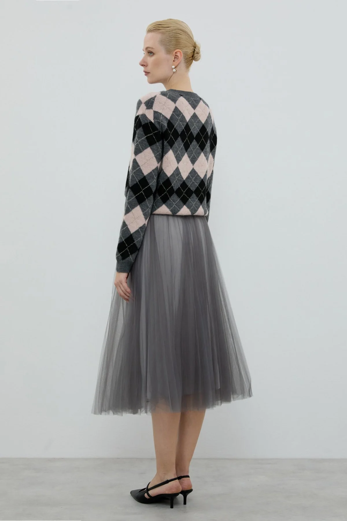 Piliseli Midi Boy Tül Etek Antrasit - 2