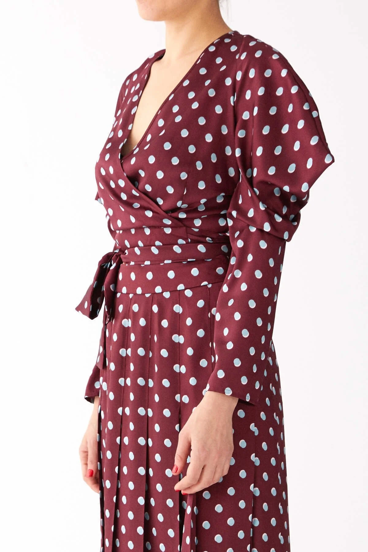  Puantiyeli Bluz Bordo - 3