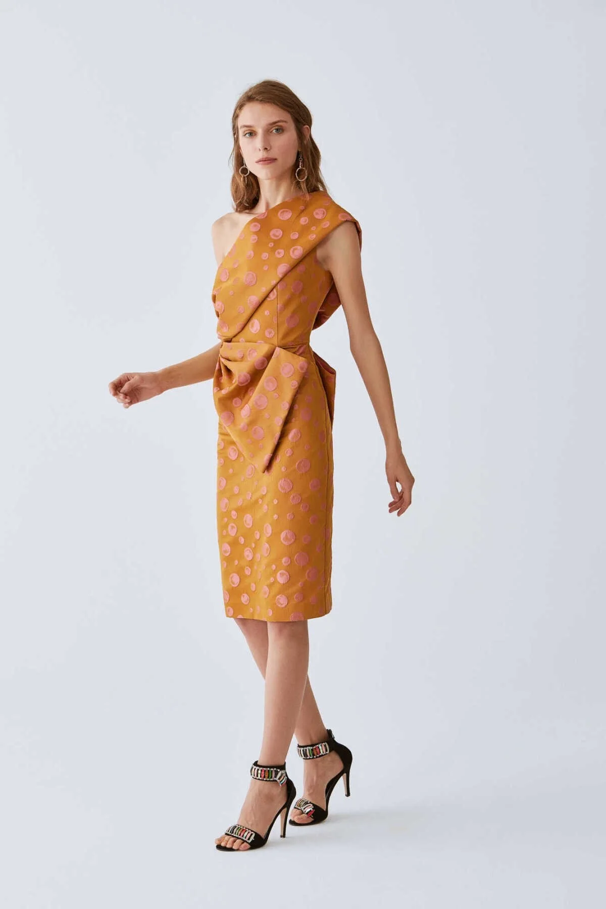  Puantiyeli Tek Omuz Abiye Elbise Standart Renk - 3