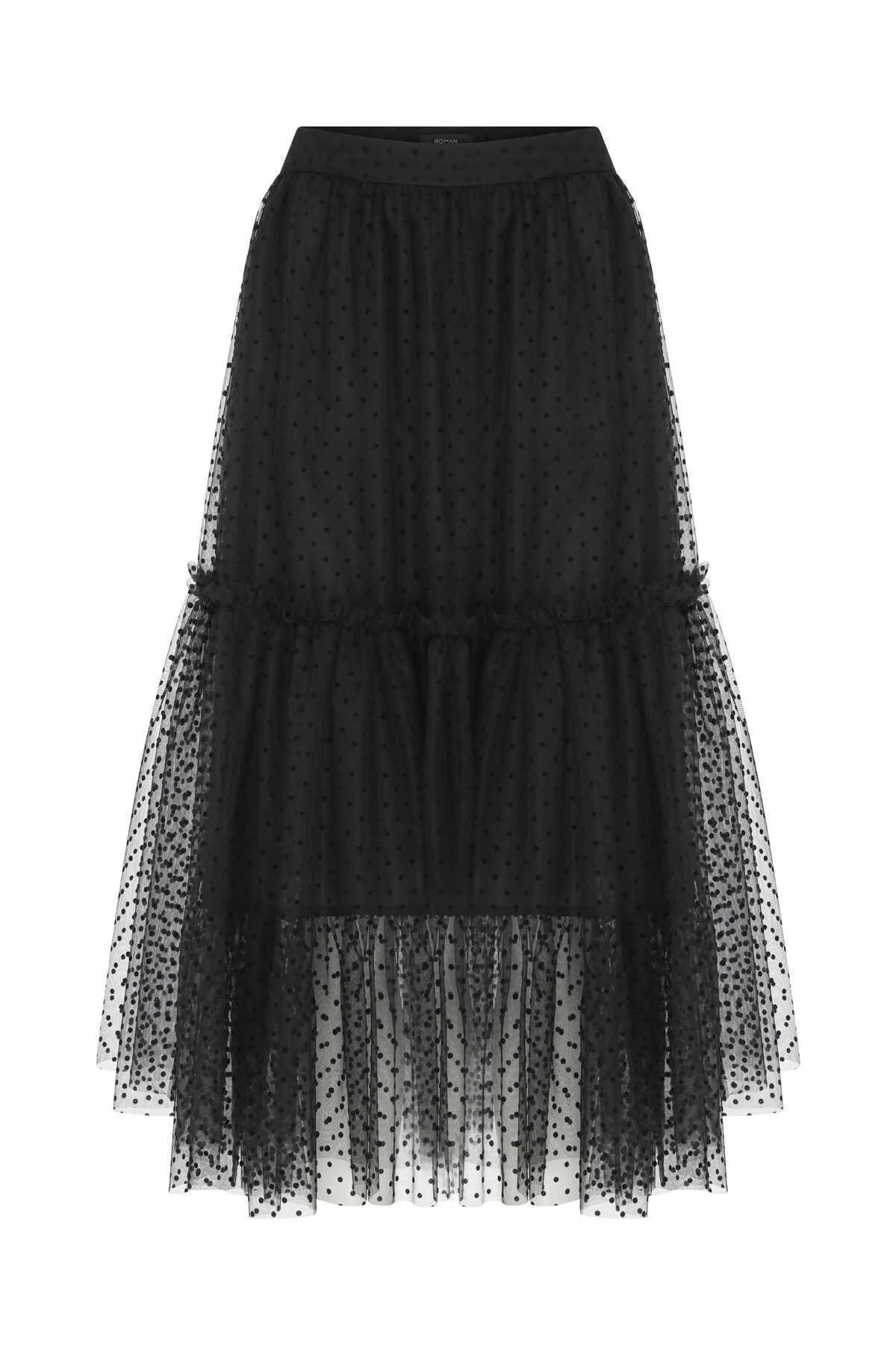  Puantiyeli Uzun Etek Siyah - 4