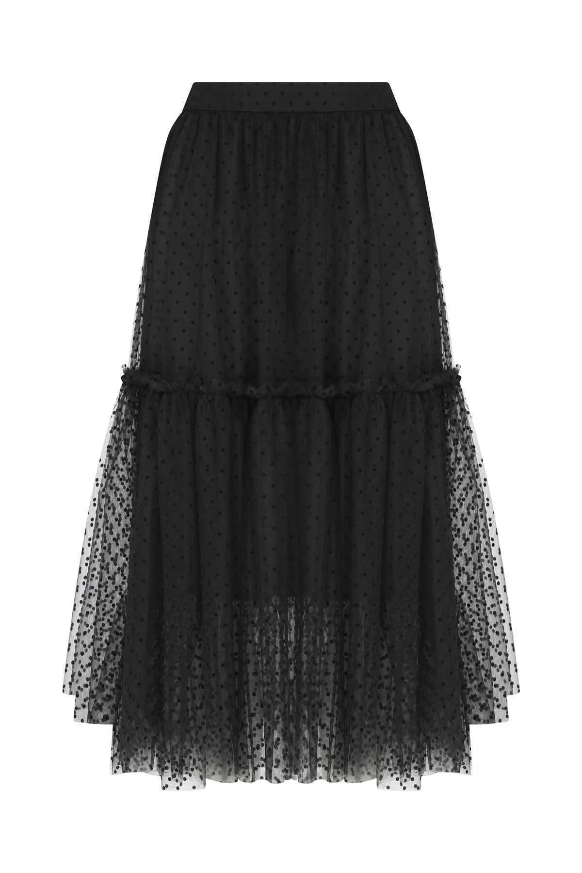  Puantiyeli Uzun Etek Siyah - 3