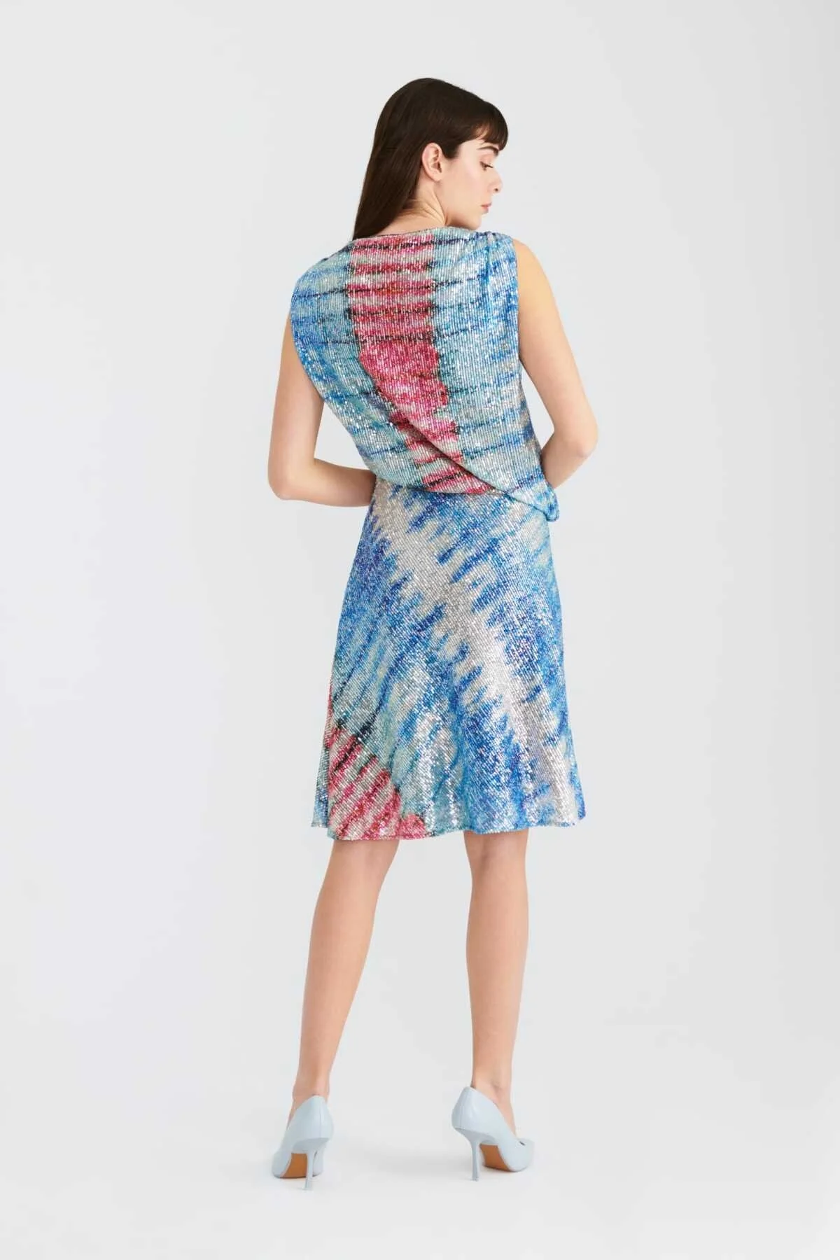 Pullu V Yakalı Abiye Elbise Standart Renk - 2