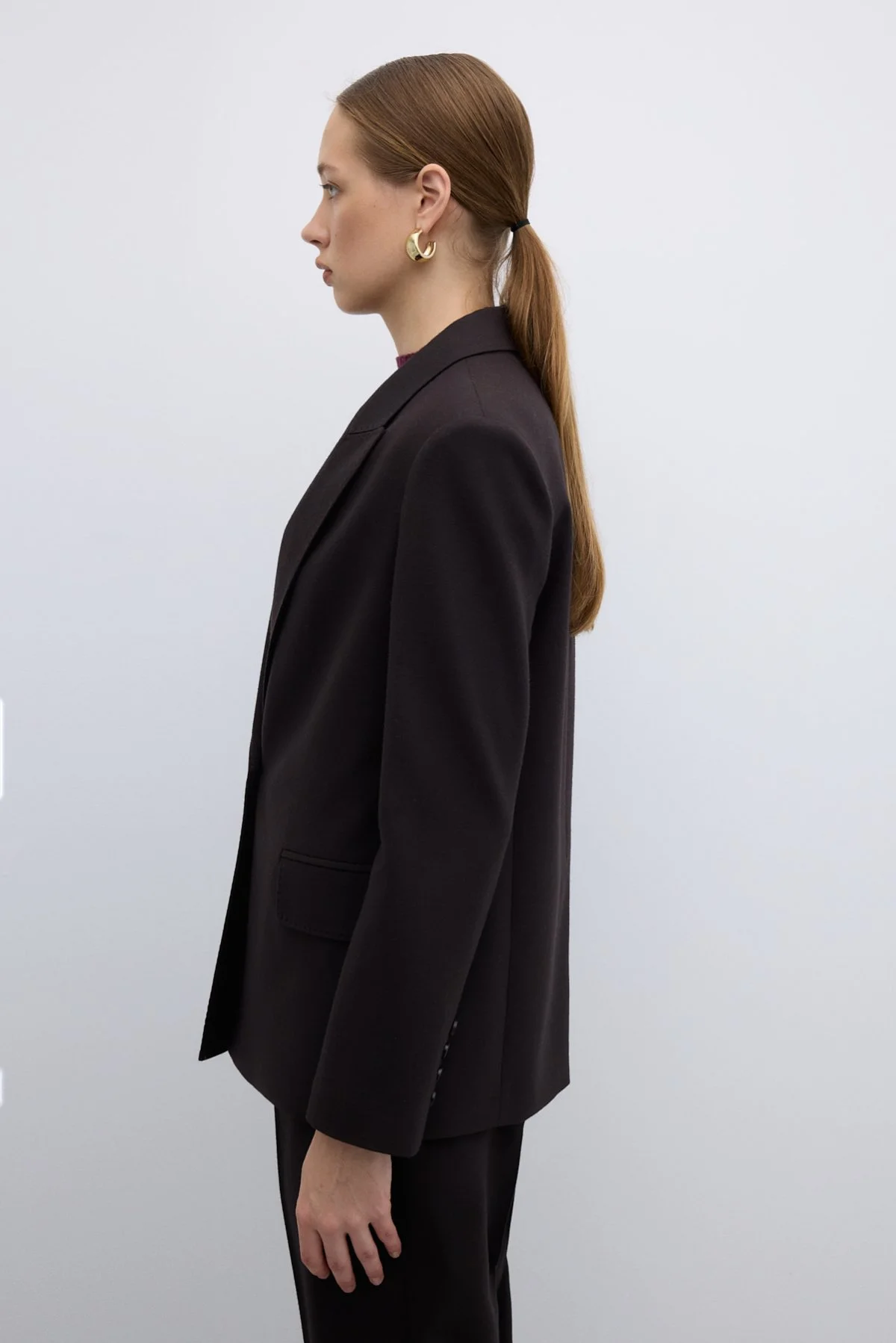 Punto Dikişli Tek Düğmeli Blazer Ceket Kahve - 3