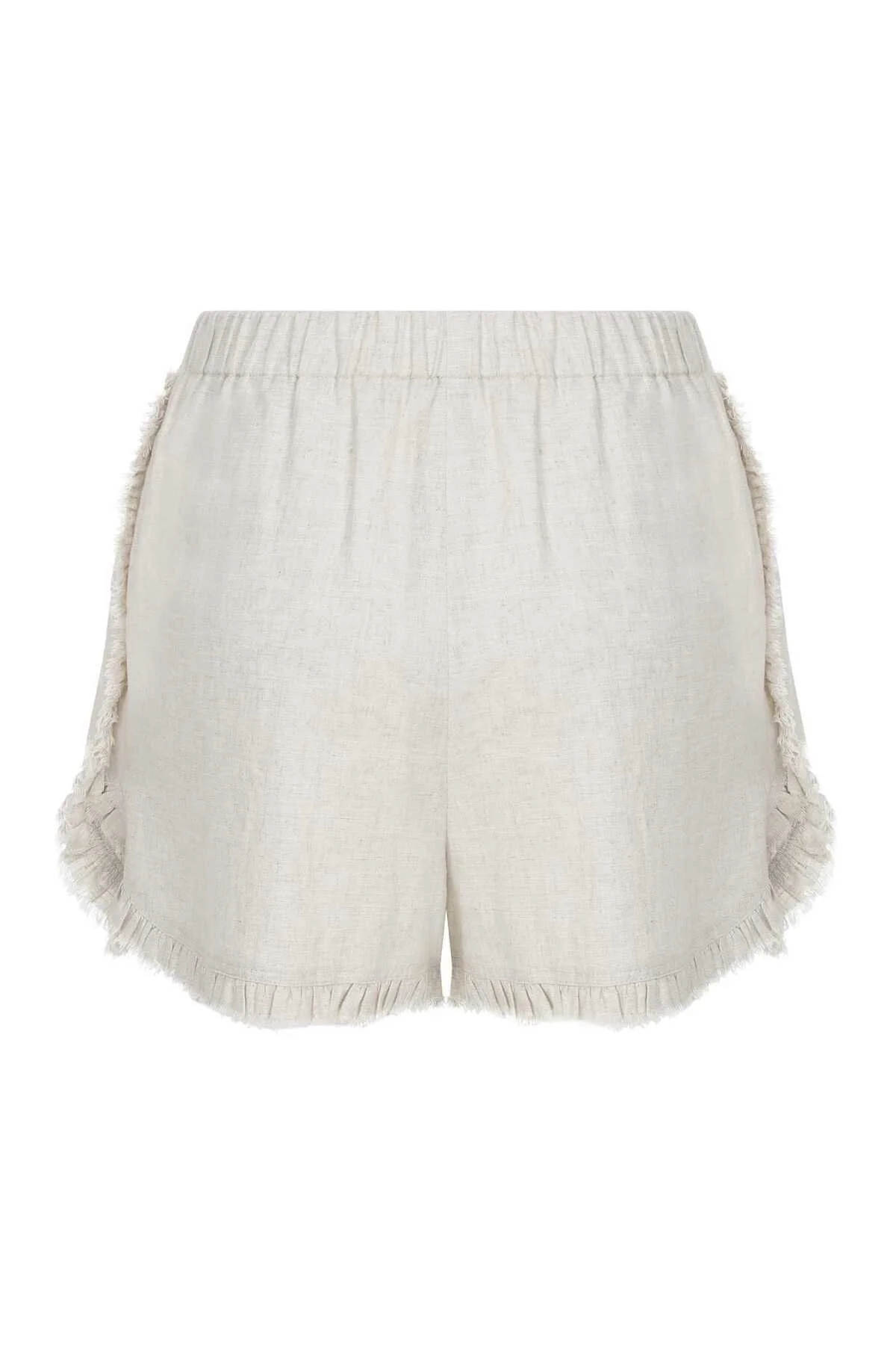 Püsküllü Kadın Şort Naturel - 5