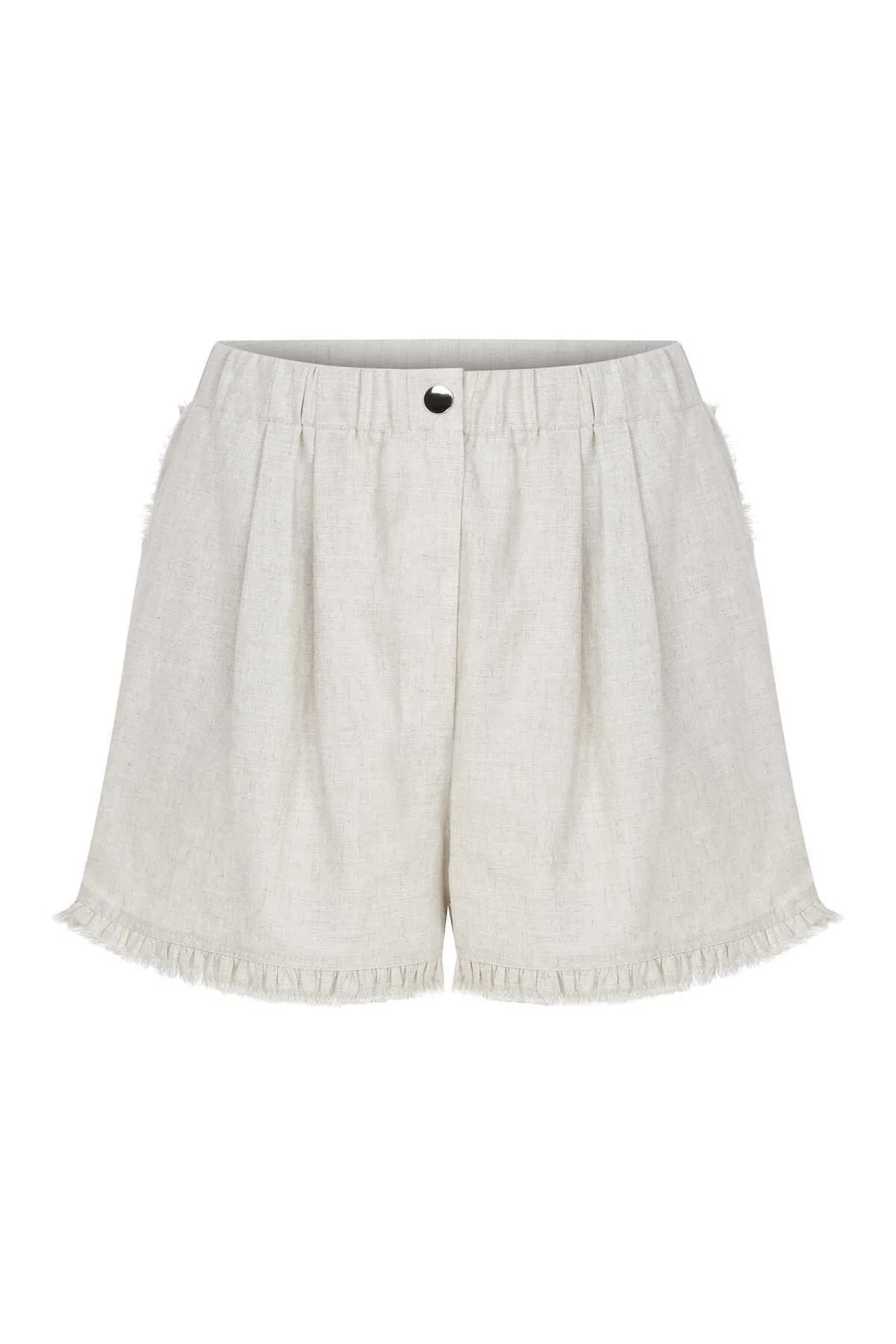 Püsküllü Kadın Şort Naturel - 4