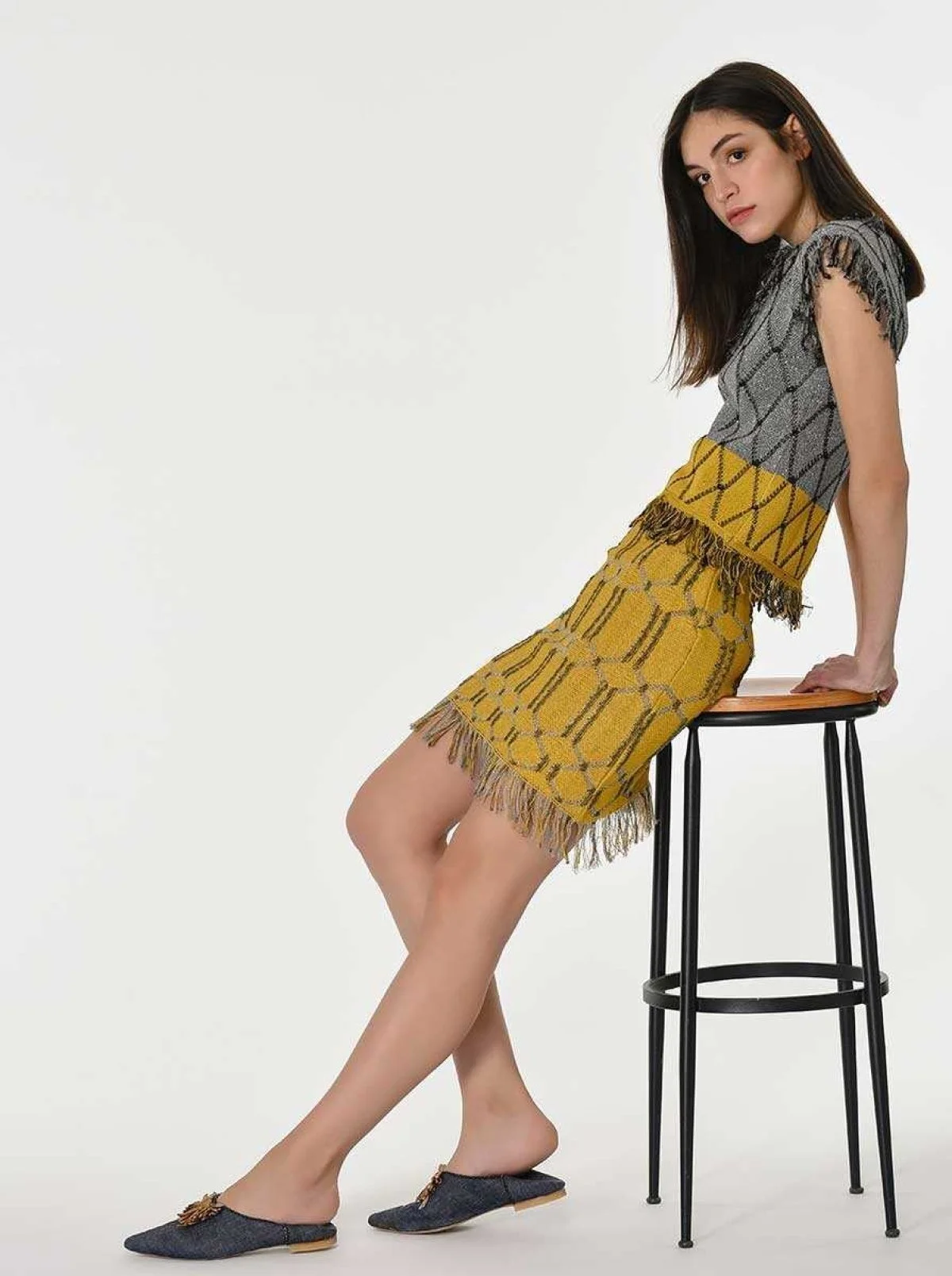 Püsküllü Triko Etek Standart Renk - 4