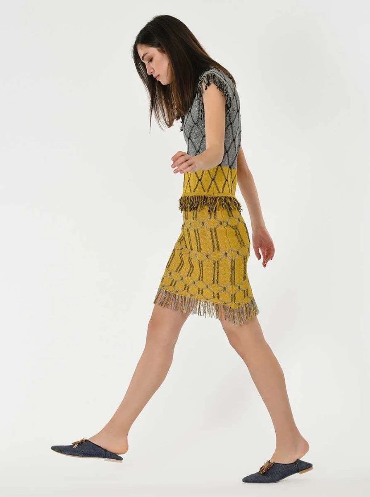 Püsküllü Triko Etek Standart Renk - 5