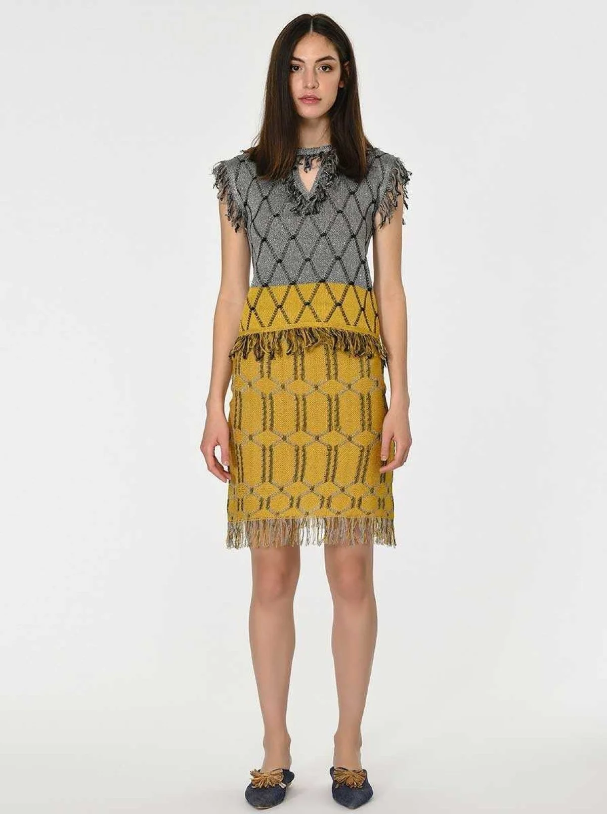 Püsküllü Triko Etek Standart Renk - 1