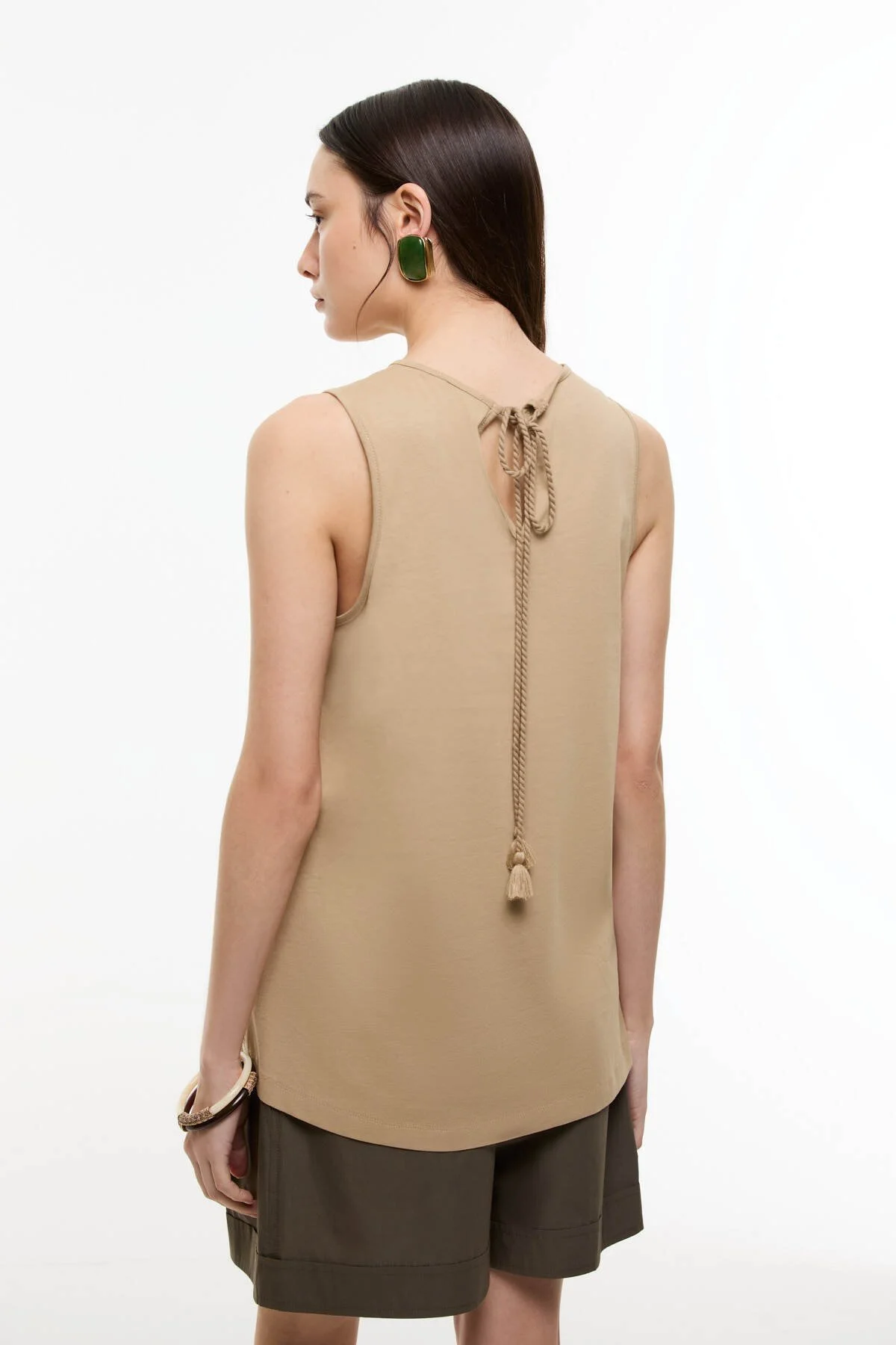 Şal Desenli Embrode Nakışlı T-shirt Kahve - 2