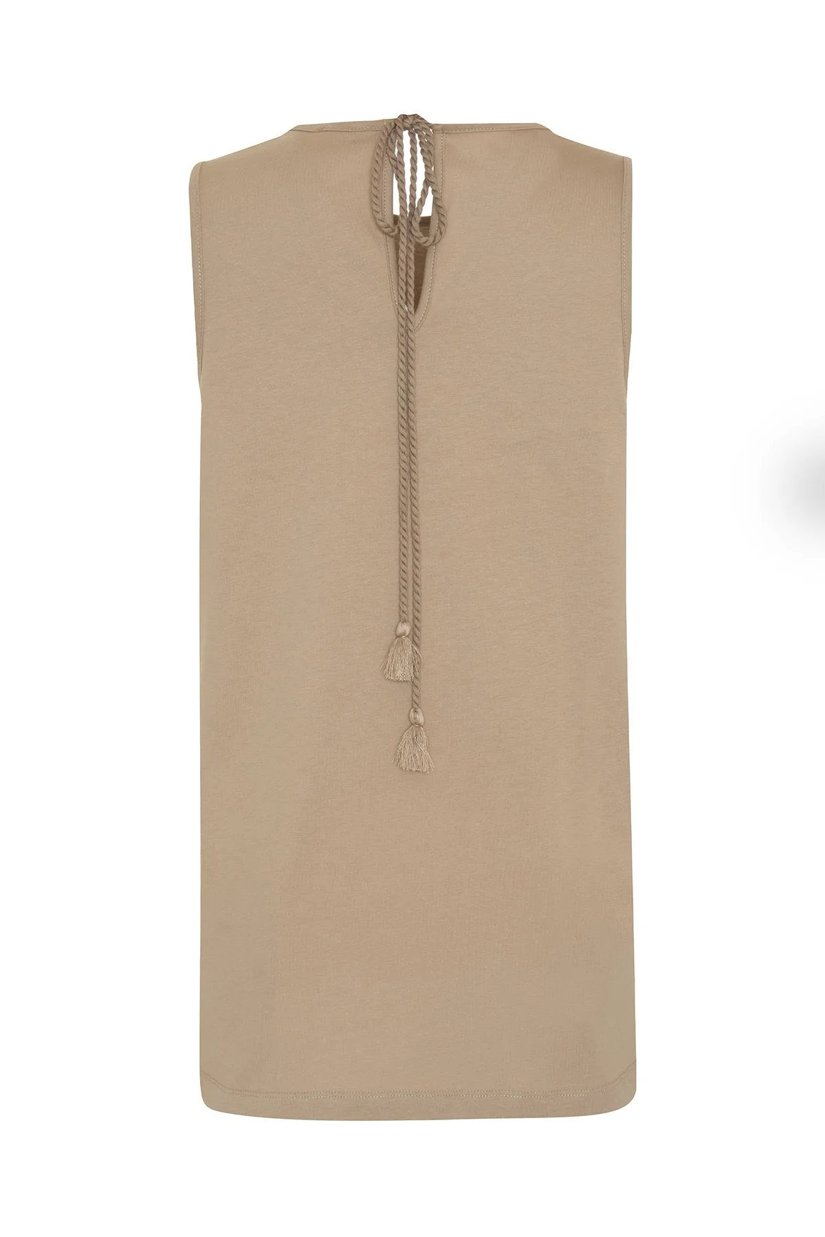 Şal Desenli Embrode Nakışlı T-shirt Kahve - 5