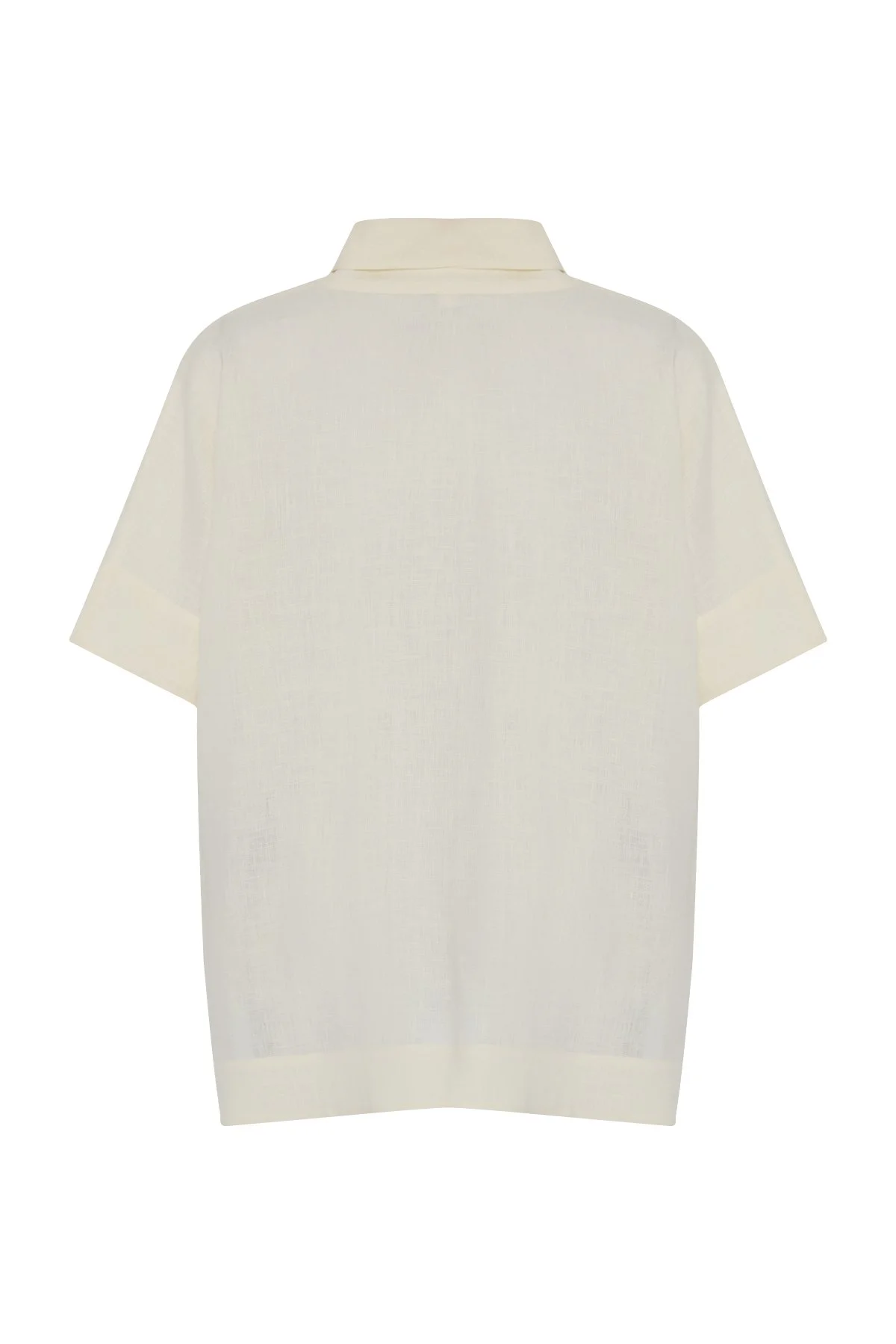 Şal Yaka Oversize Bluz Bej - 5