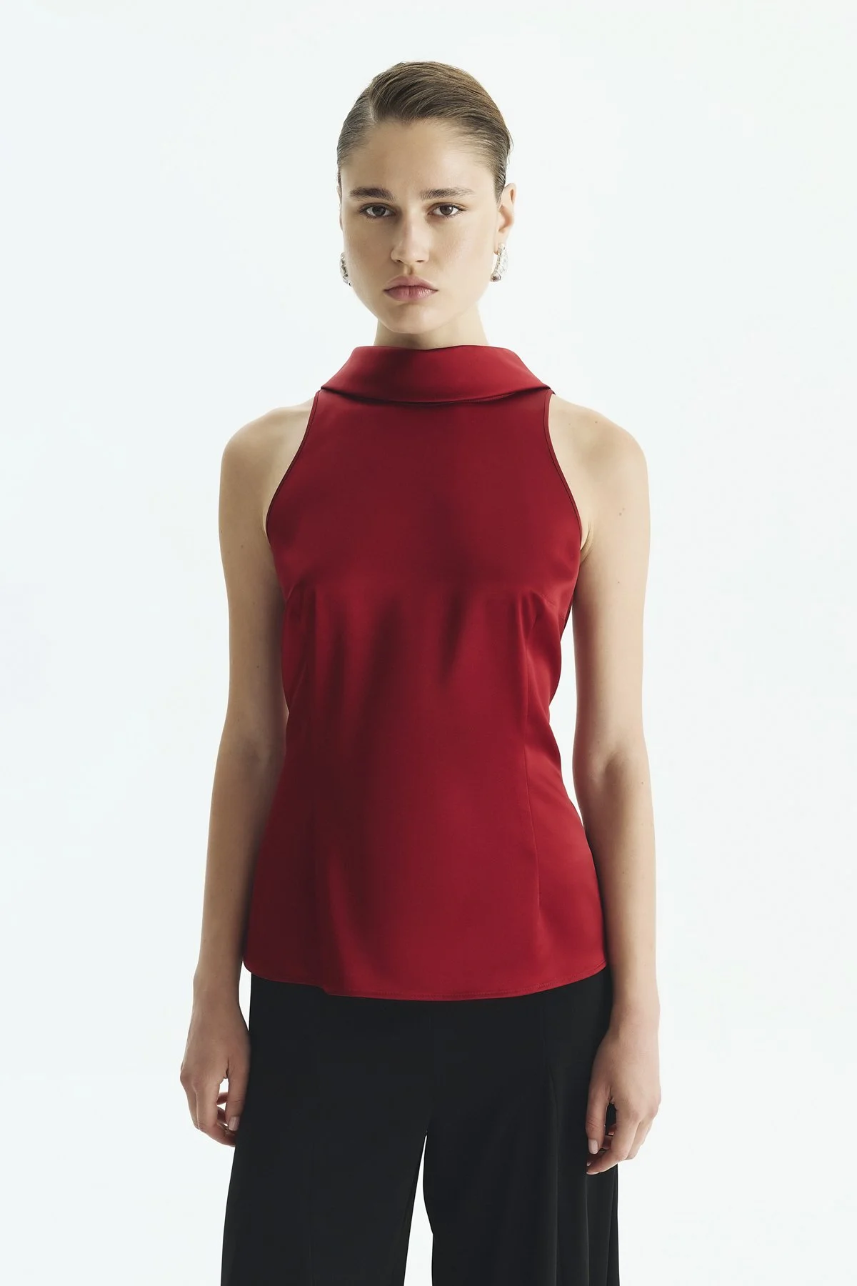 Saten Bluz Bordo - 1