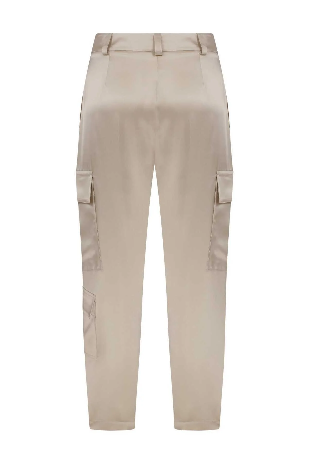  Saten Kargo Kadın Pantolon Bej - 4