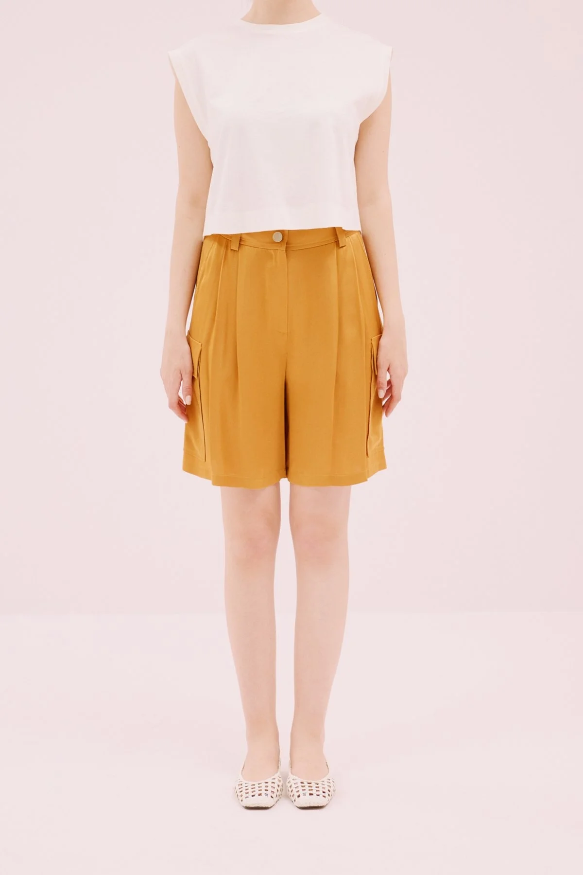 Saten Şort Hardal - 1