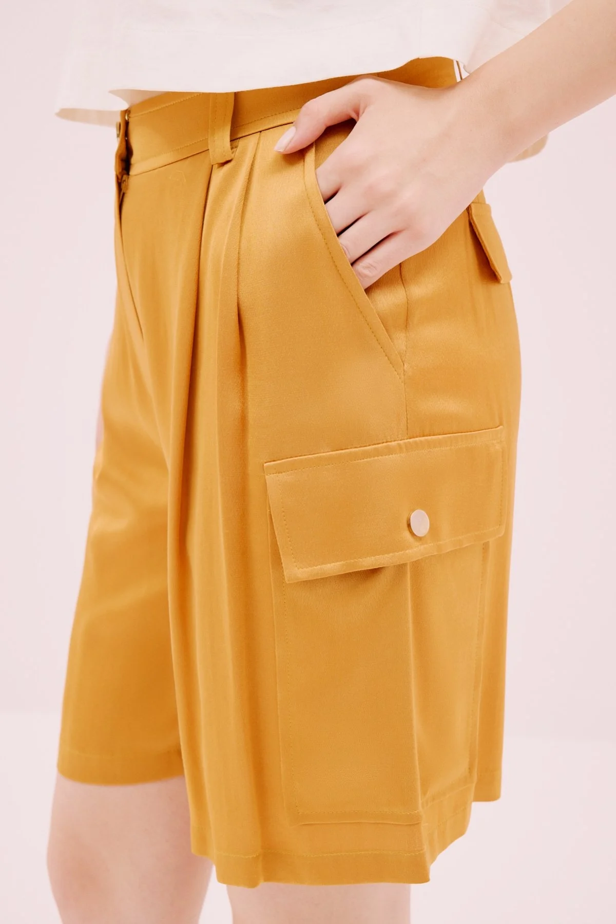 Saten Şort Hardal - 3