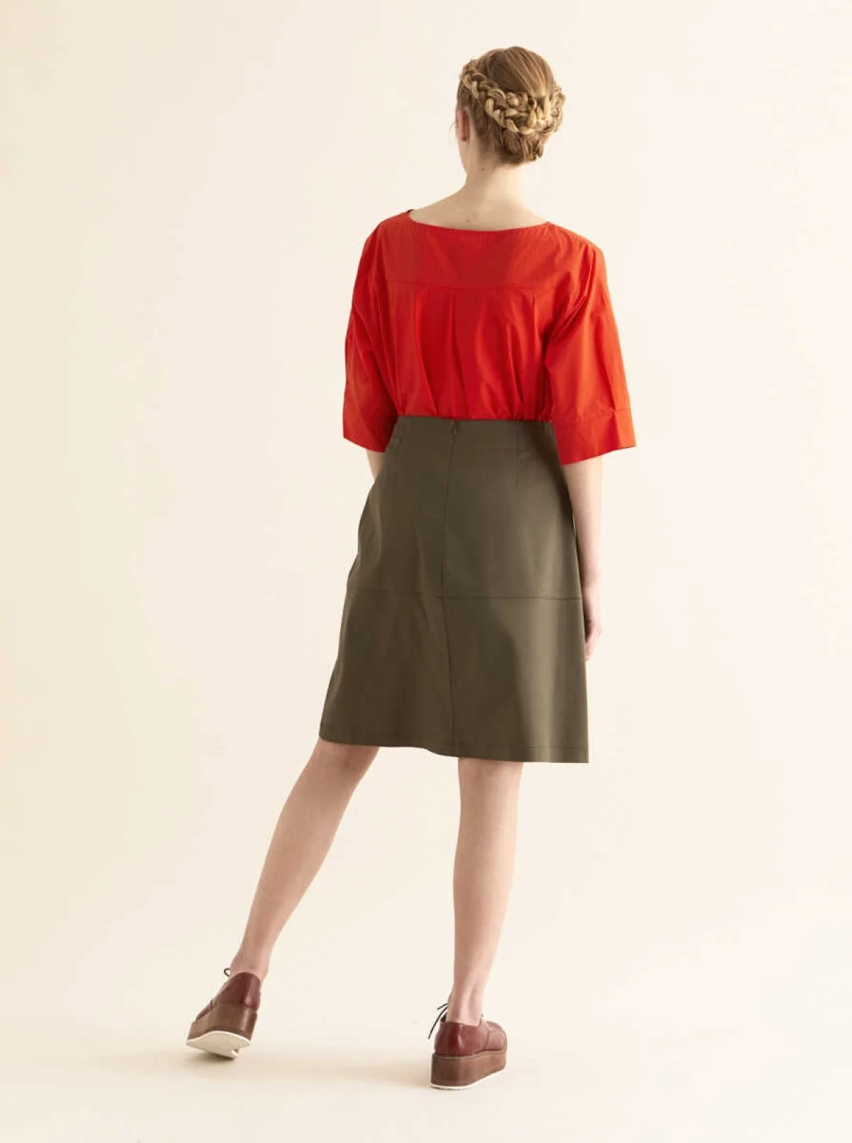 Şerit Detaylı Etek Haki - 2