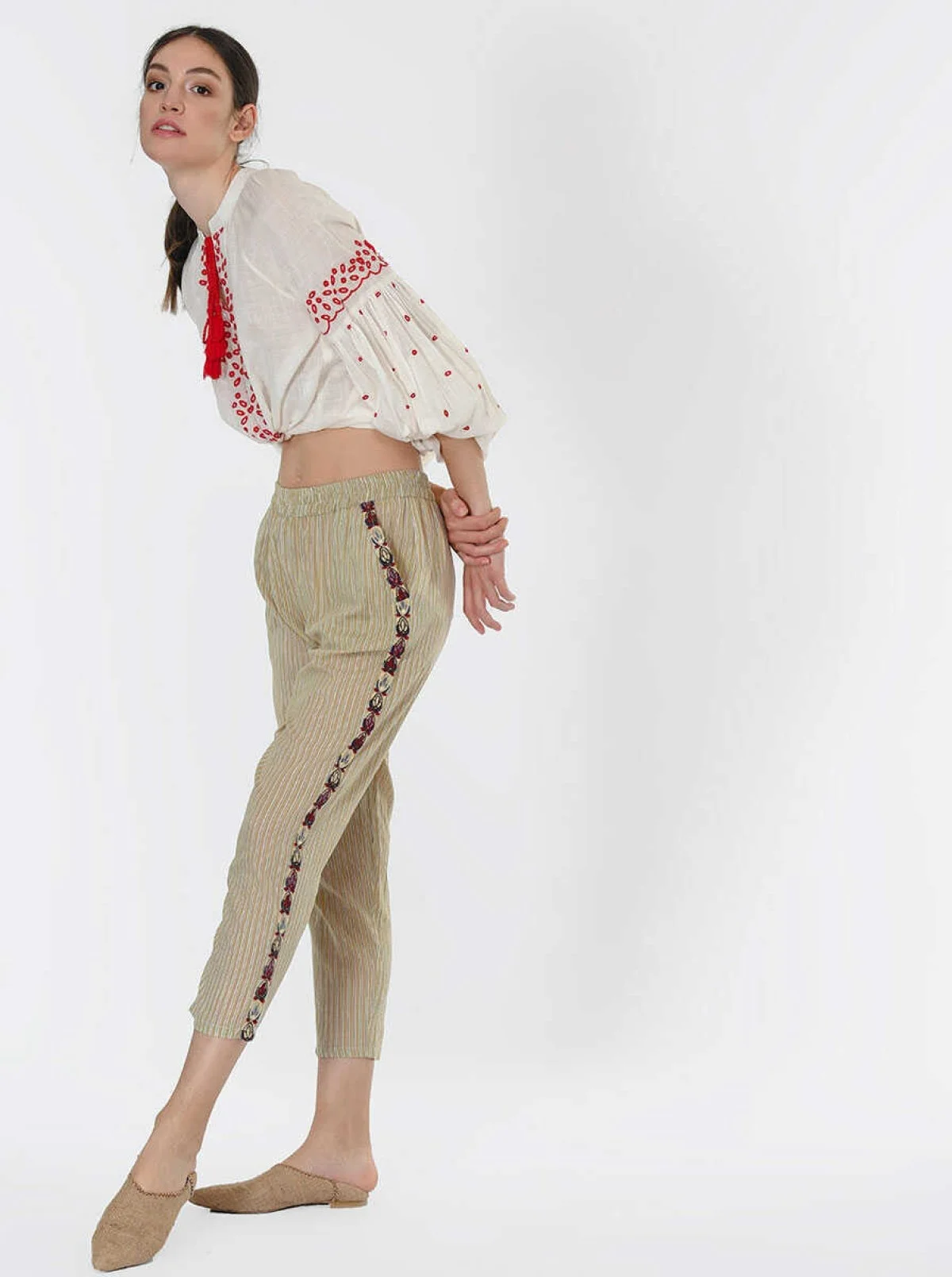 Şerit Detaylı Pantolon Standart Renk - 5