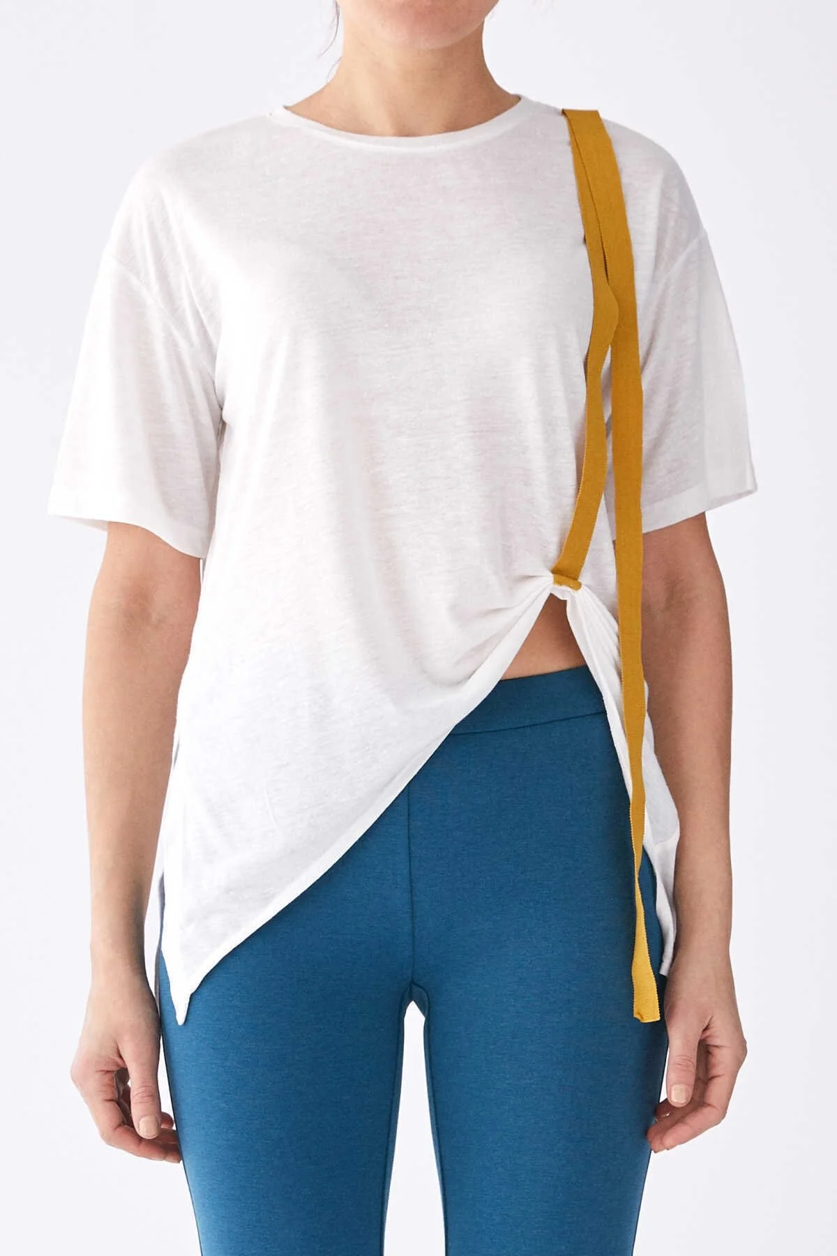 Şerit Detaylı T-Shirt Ekru - 1