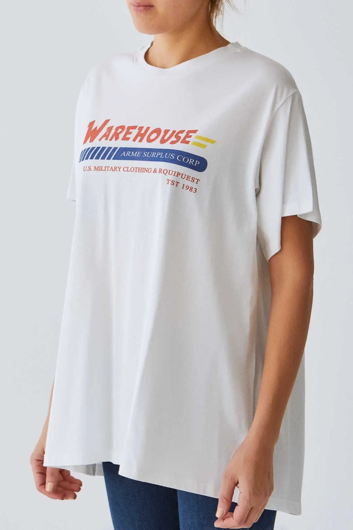 Şerit Detaylı T-Shirt Optik Beyaz - 3