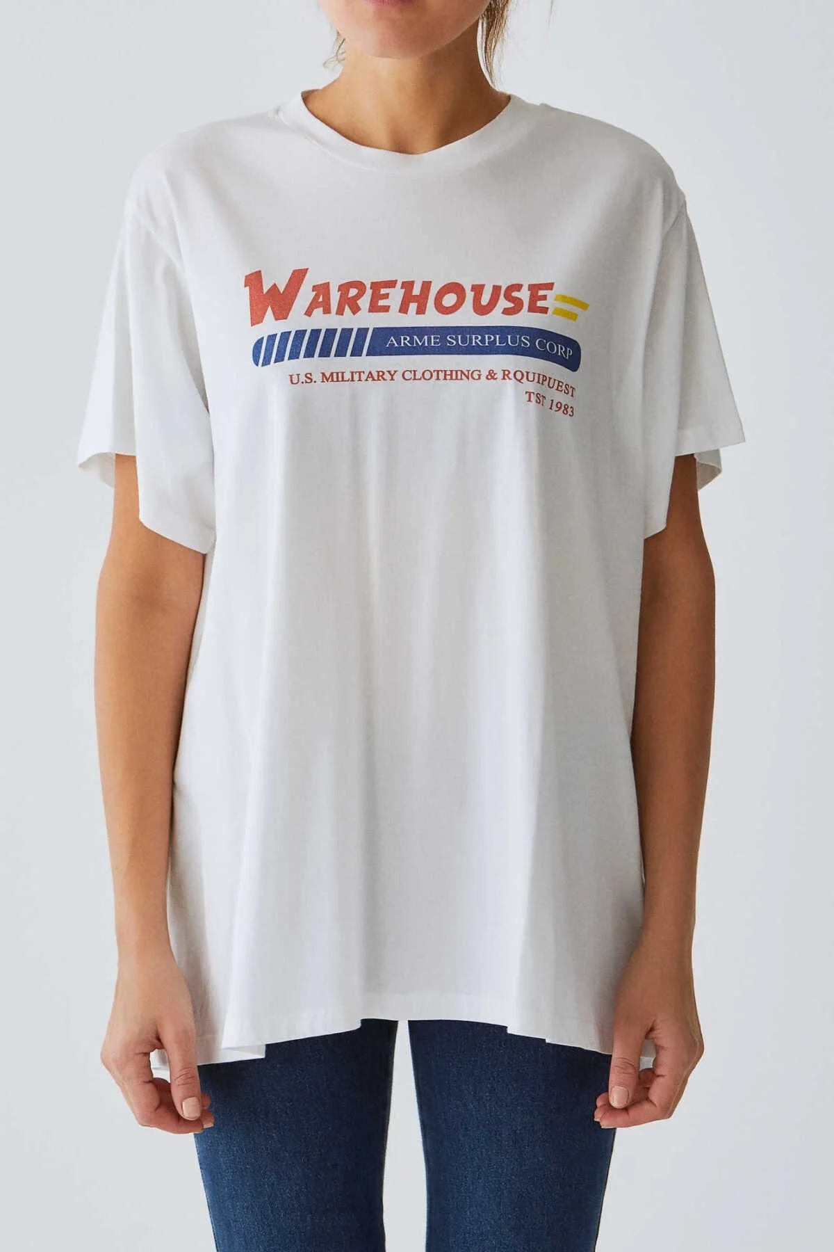 Şerit Detaylı T-Shirt Optik Beyaz - 1